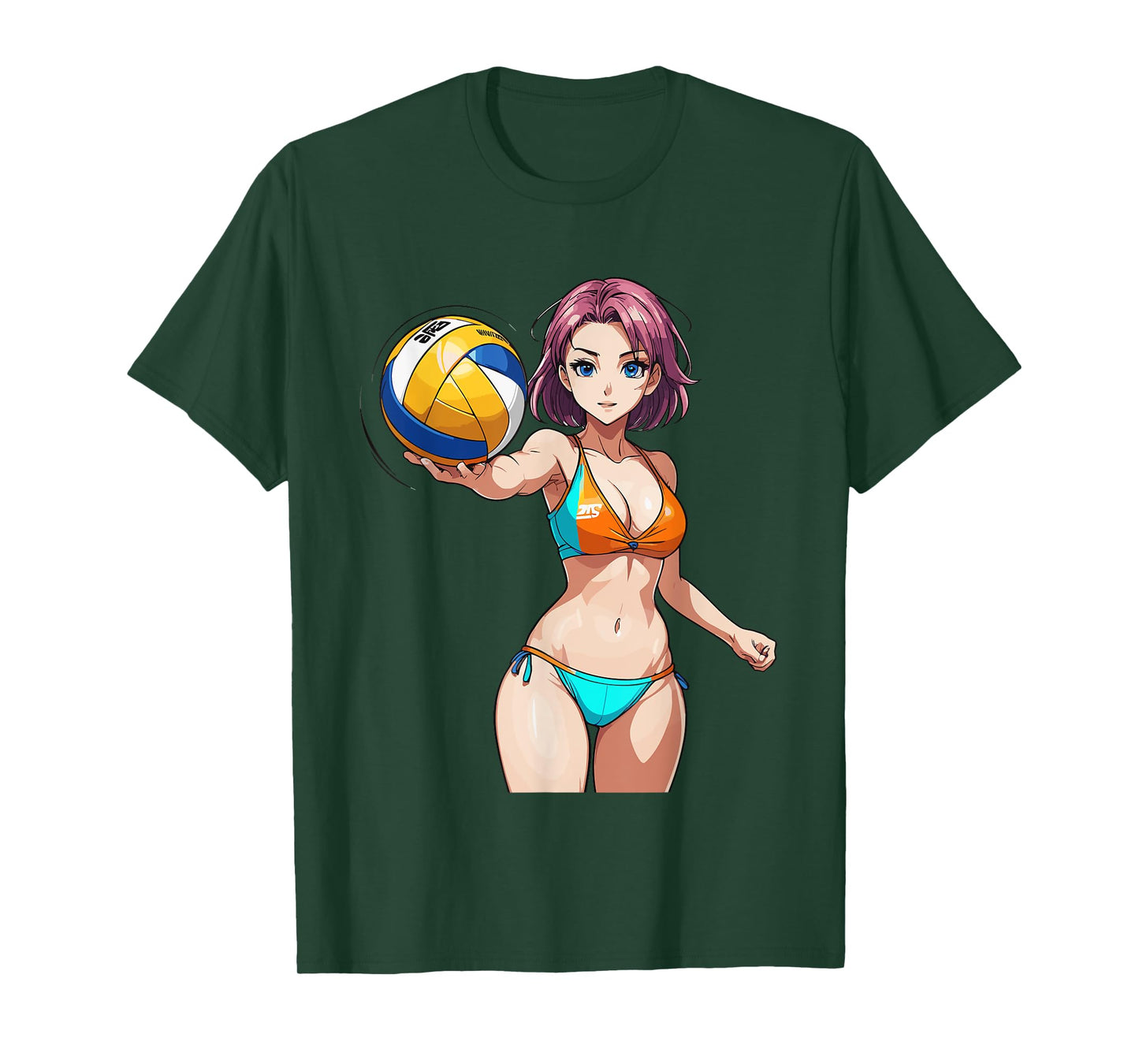 Sexy Fitness Anime Volleyball Girl in Sport Outfit T-Shirt