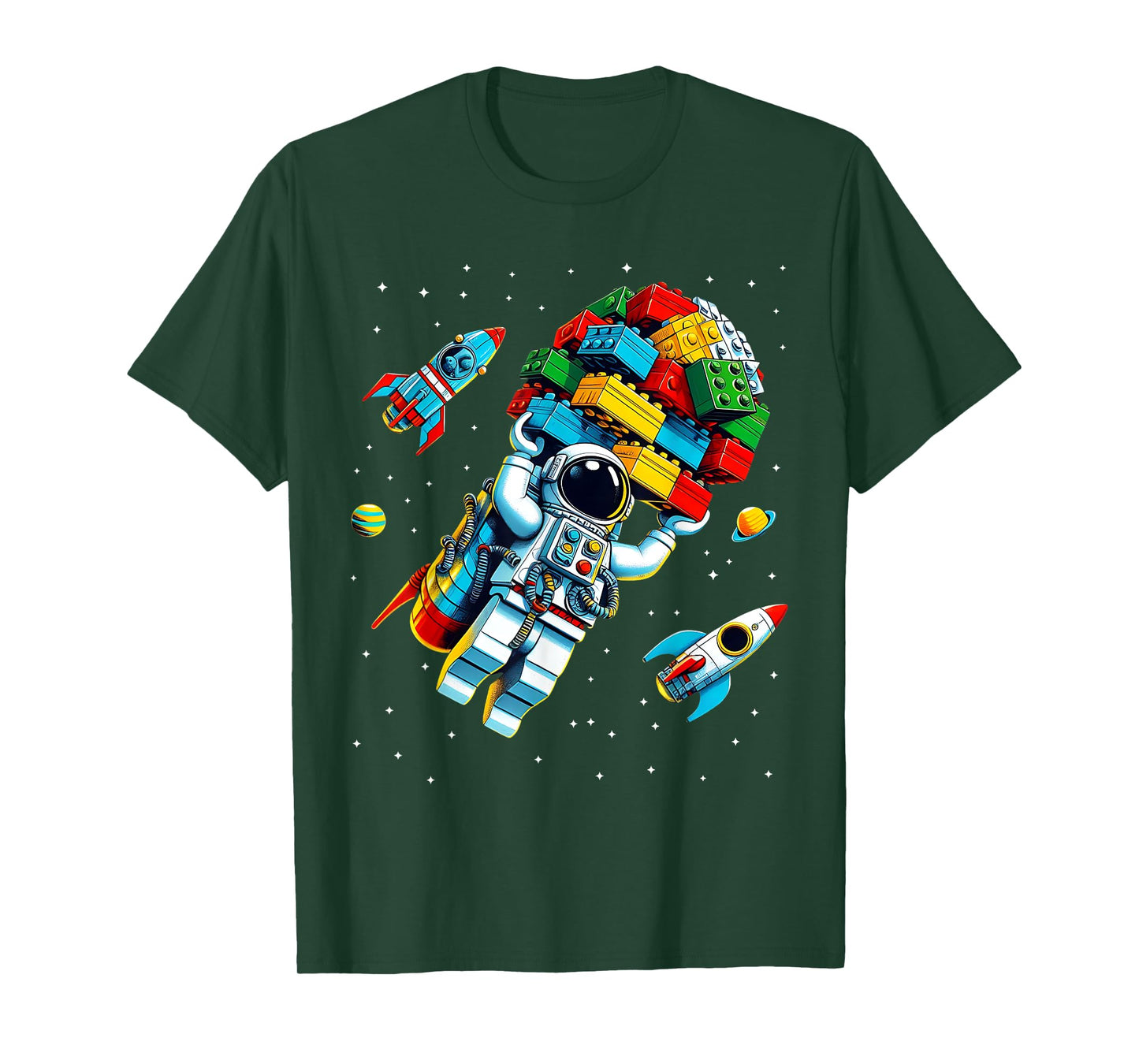 Master Builder Space Astronaut Building Blocks Bricks Boys T-Shirt