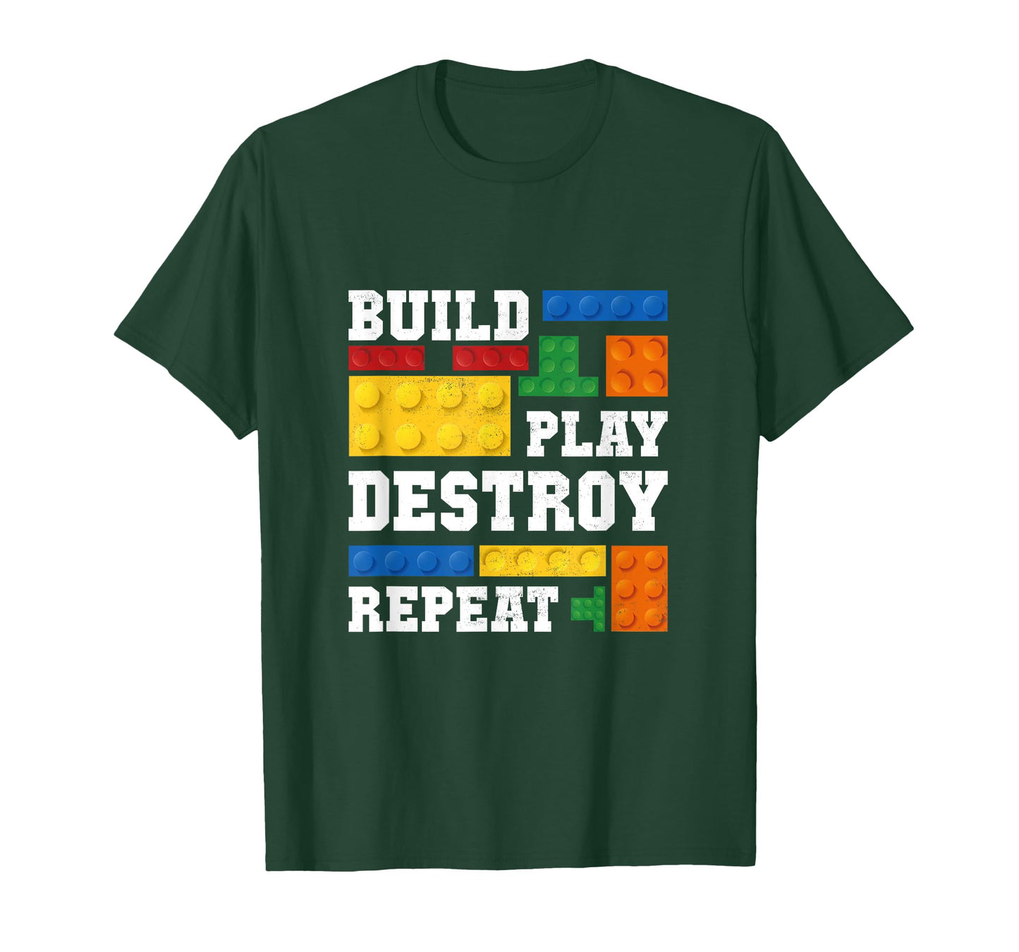 Build Play Destroy Repeat Brick Master Builder Kid Boy Girls T-Shirt