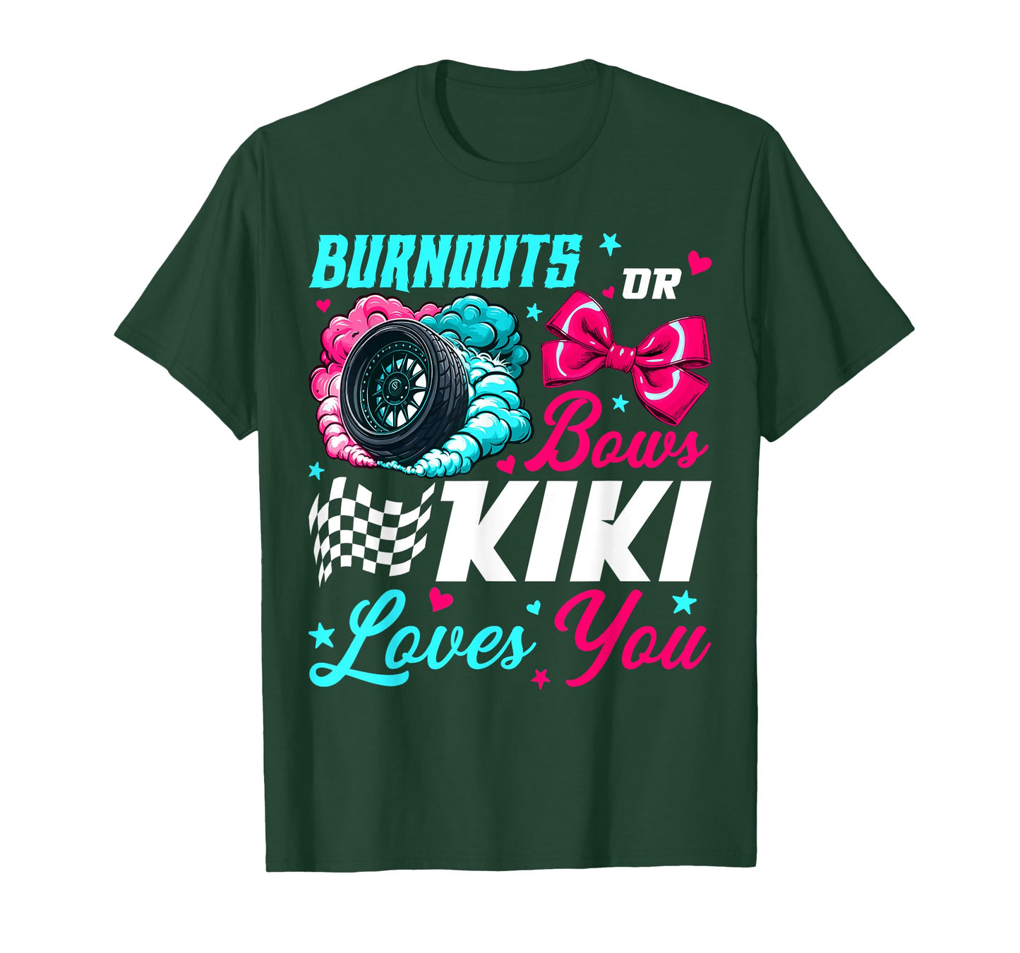 Burnouts or Bows Kiki Loves You Baby Gender Reveal Party T-Shirt