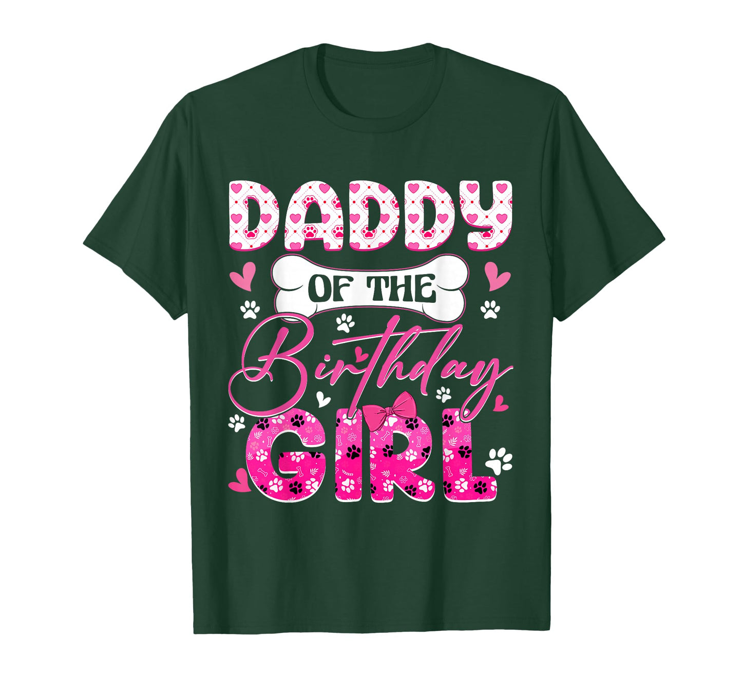 Daddy Of The Birthday Girl Dogs Paw Theme Family Party T-Shirt