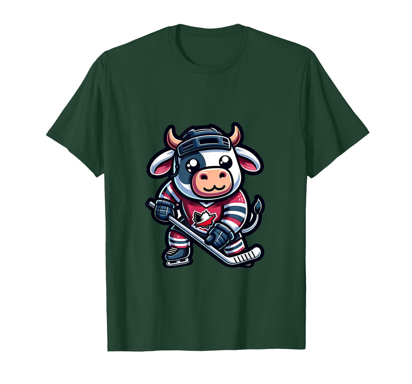 Ice Hockey Cow With Maple Leaf Jersey T-Shirt