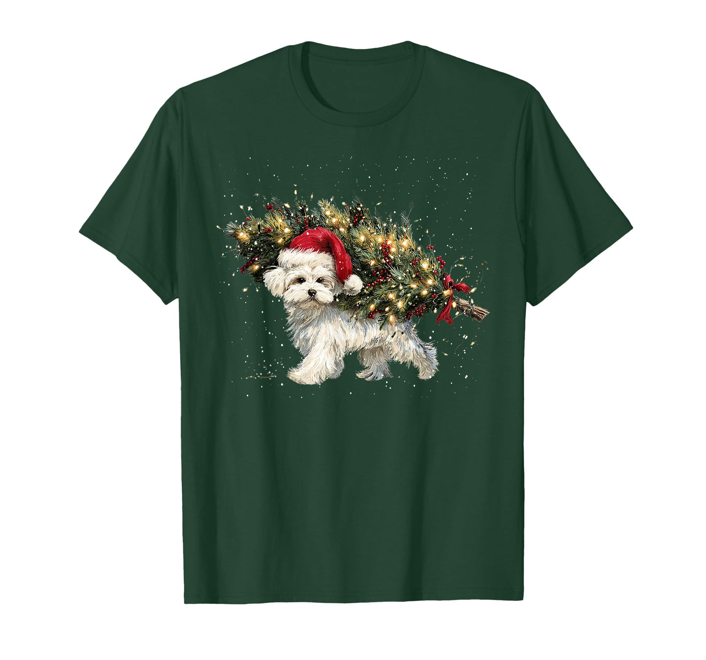 Cute Maltese Dog in a Christmas Tree for Men Women T-Shirt