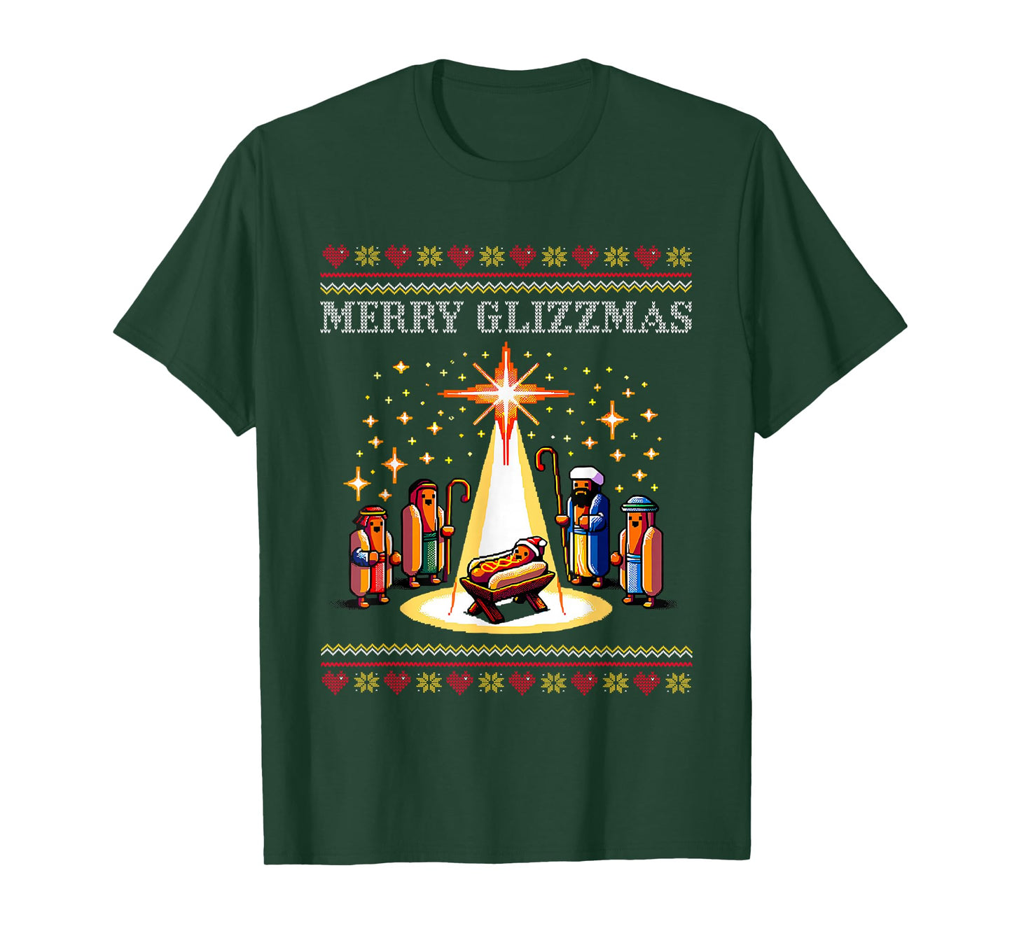 Merry Glizzmas Tacky Funny Merry Christmas Hot Dogs Xmas T-Shirt