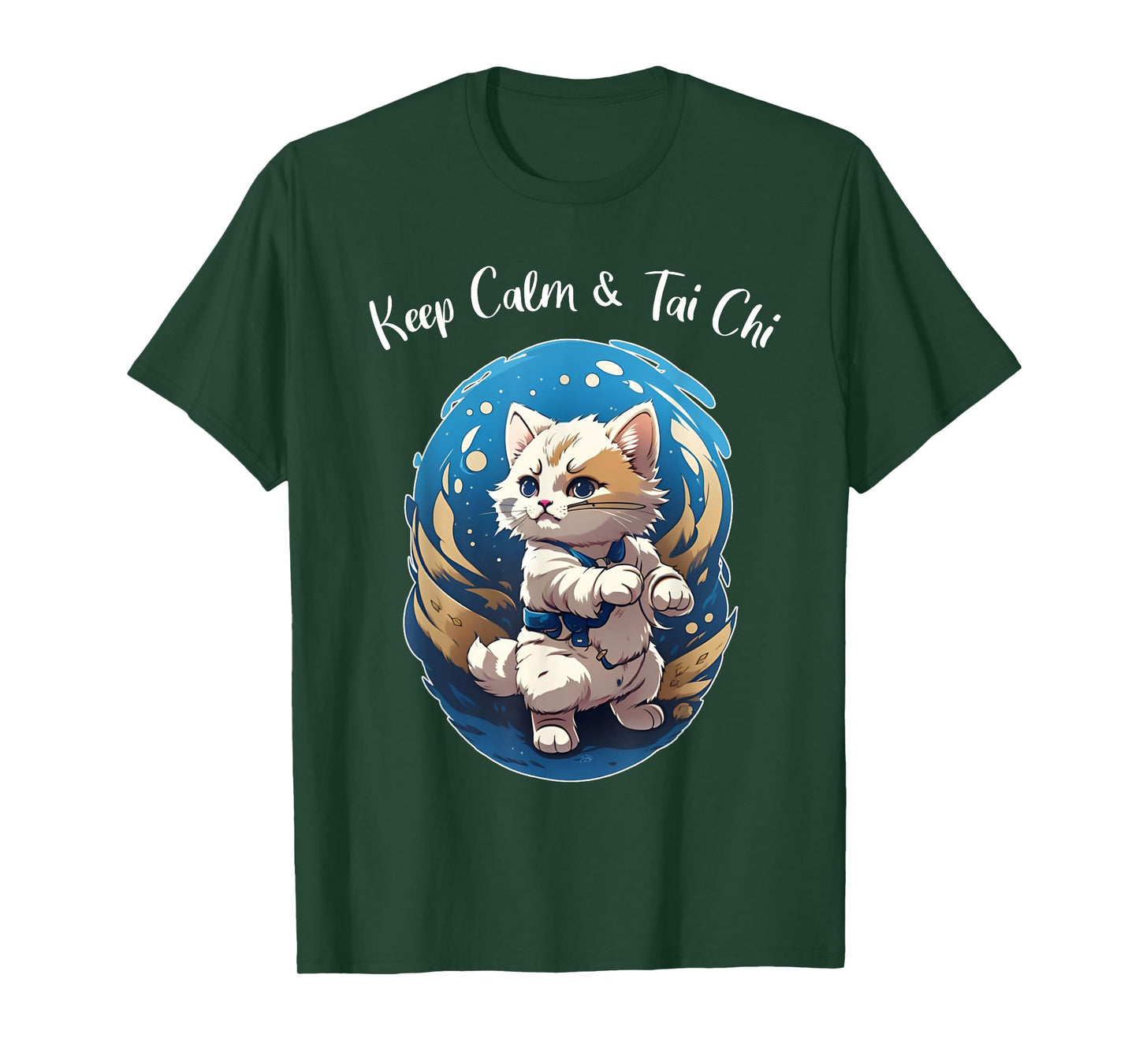 Tai Chi Cat, Keep Calm, funny Kitten, Ying Yang Balance T-Shirt