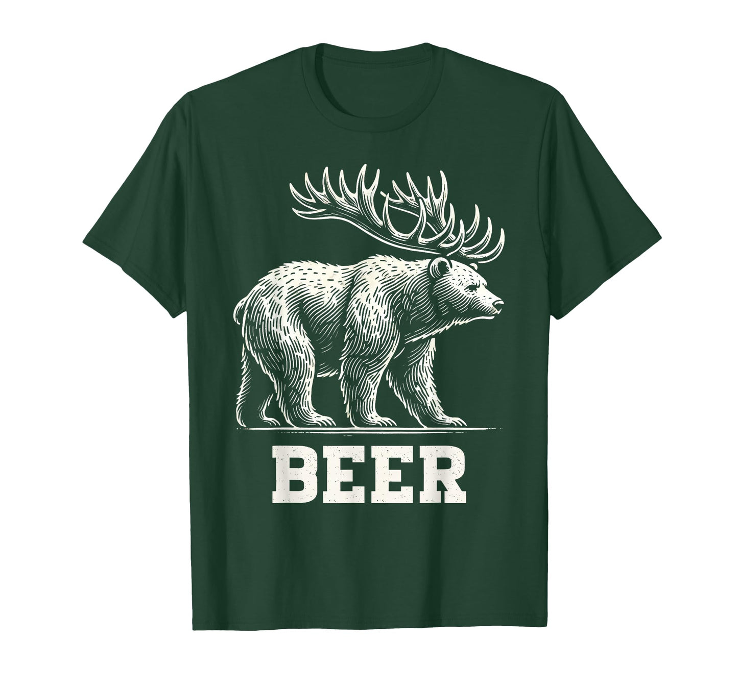 Funny Beer Lover Bear Deer Beer Drinking Animal Humor T-Shirt