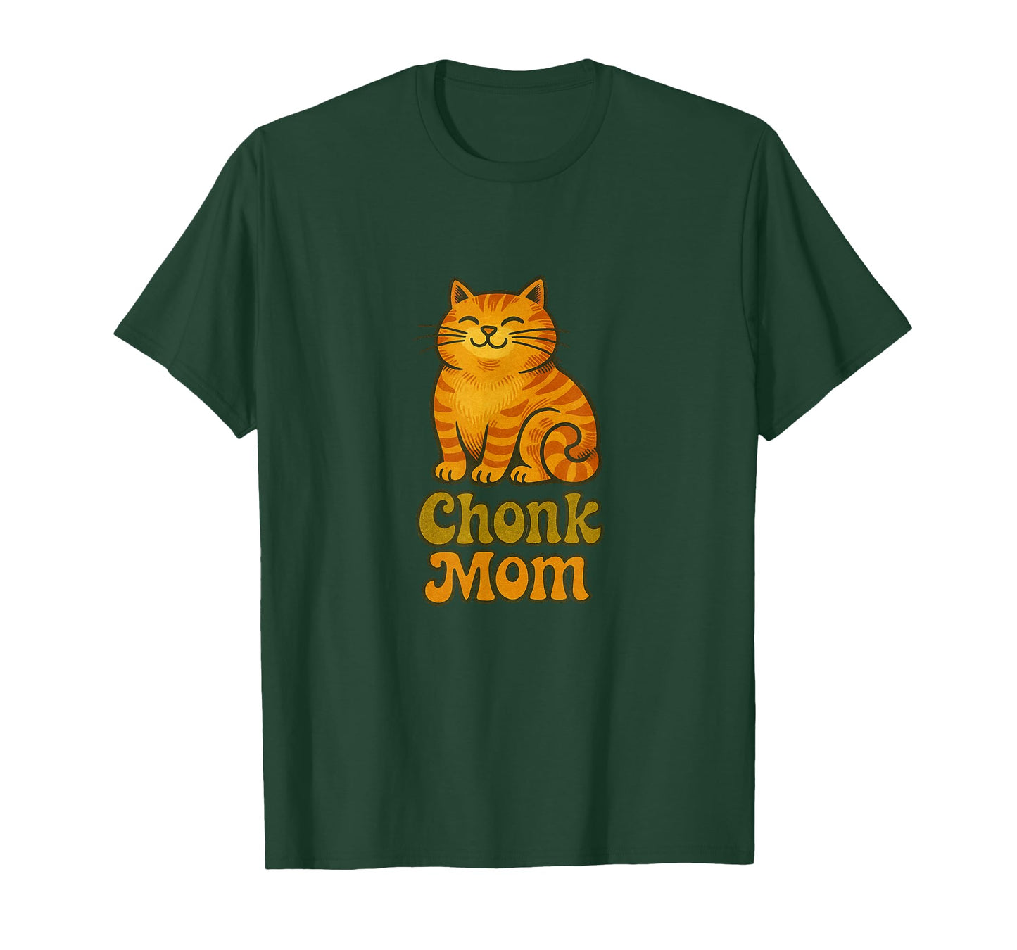 Orange Cat Chonk Mom Funny Cute Chubby Ginger Cats T-Shirt