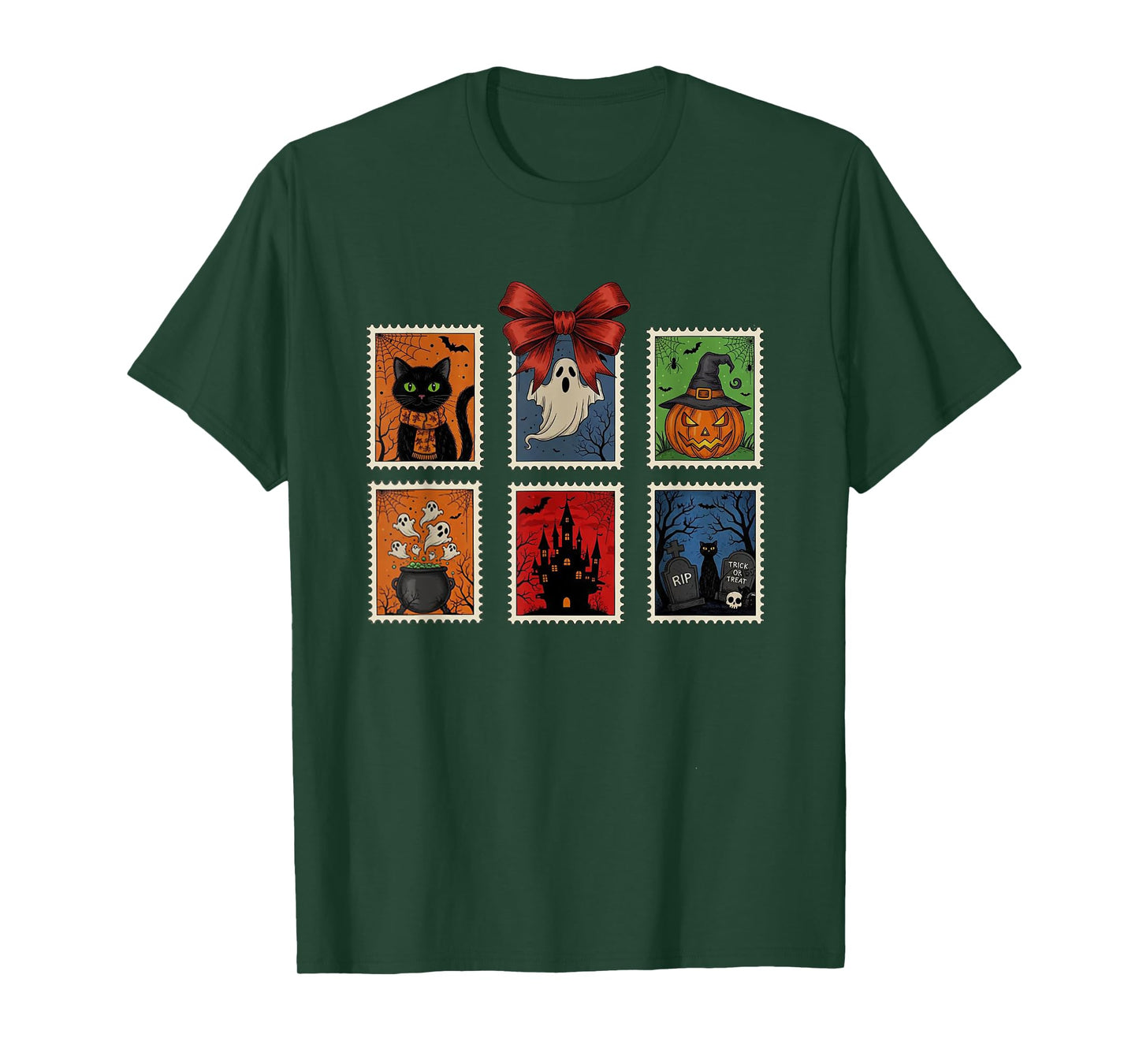 Halloween Stamp,Spooky Mail Art Tee,Vintage Ghost Funny T-Shirt