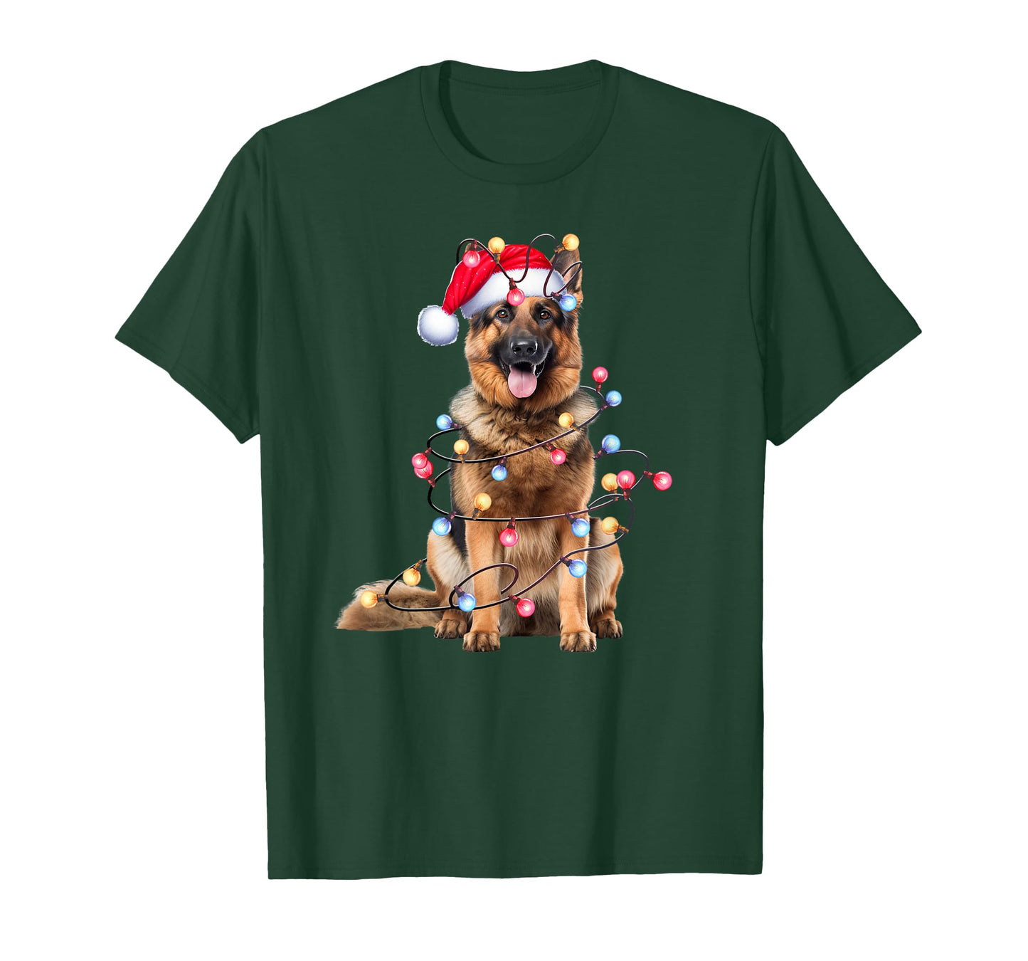 German Shepherd Dog Christmas Lights Xmas T-Shirt