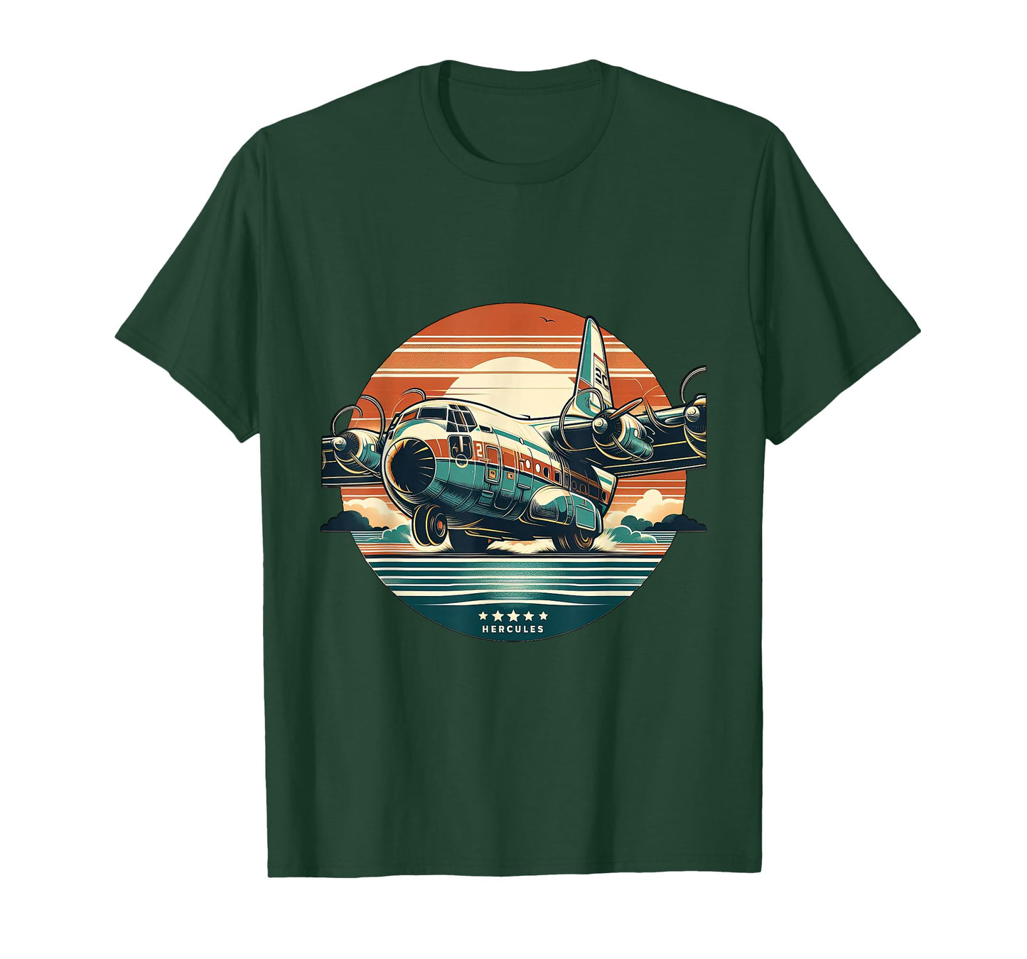 C-130 Hercules Vintage C130 Airplane Retro Sunset Pilot T-Shirt