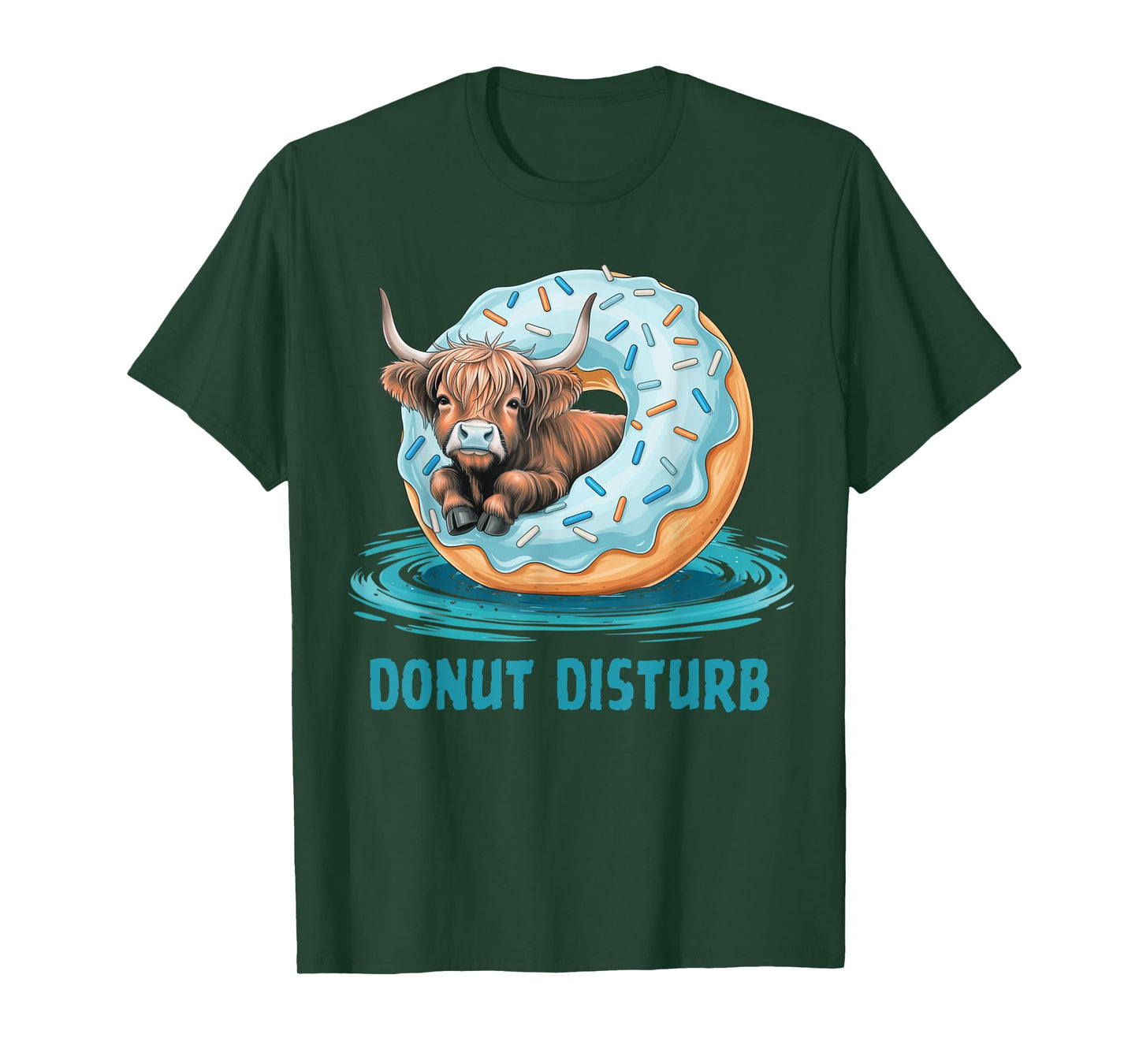 Funny Donut Disturb Highland Cow Design Gift Men Women Kids T-Shirt