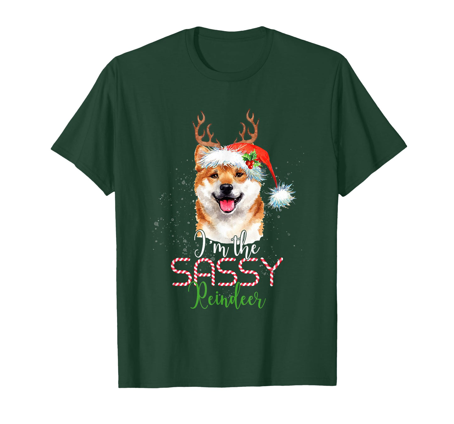 Shiba Inu Christmas I'm The Sassy Reindeer Dog Lover T-Shirt