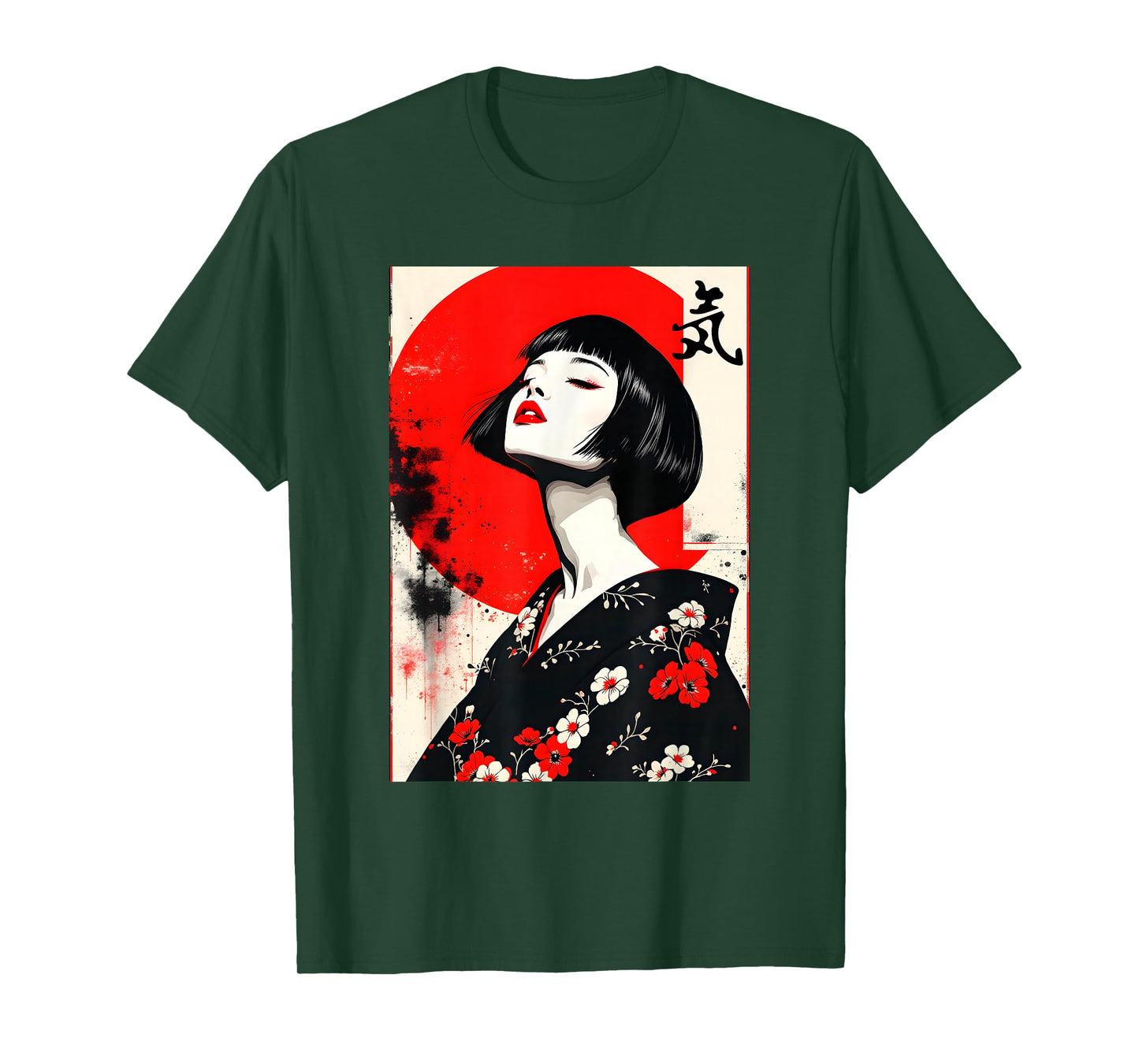 Japanese Geisha Girl Shirt Women Ukiyo-e Vintage Anime Art T-Shirt