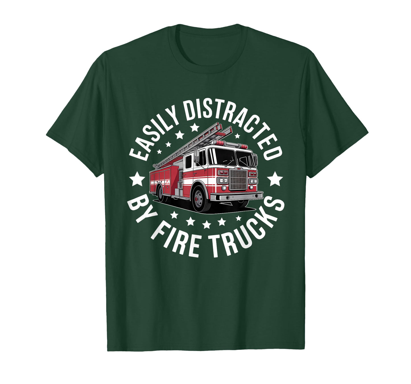 Easily Distracted by Fire Trucks Design T-Shirt