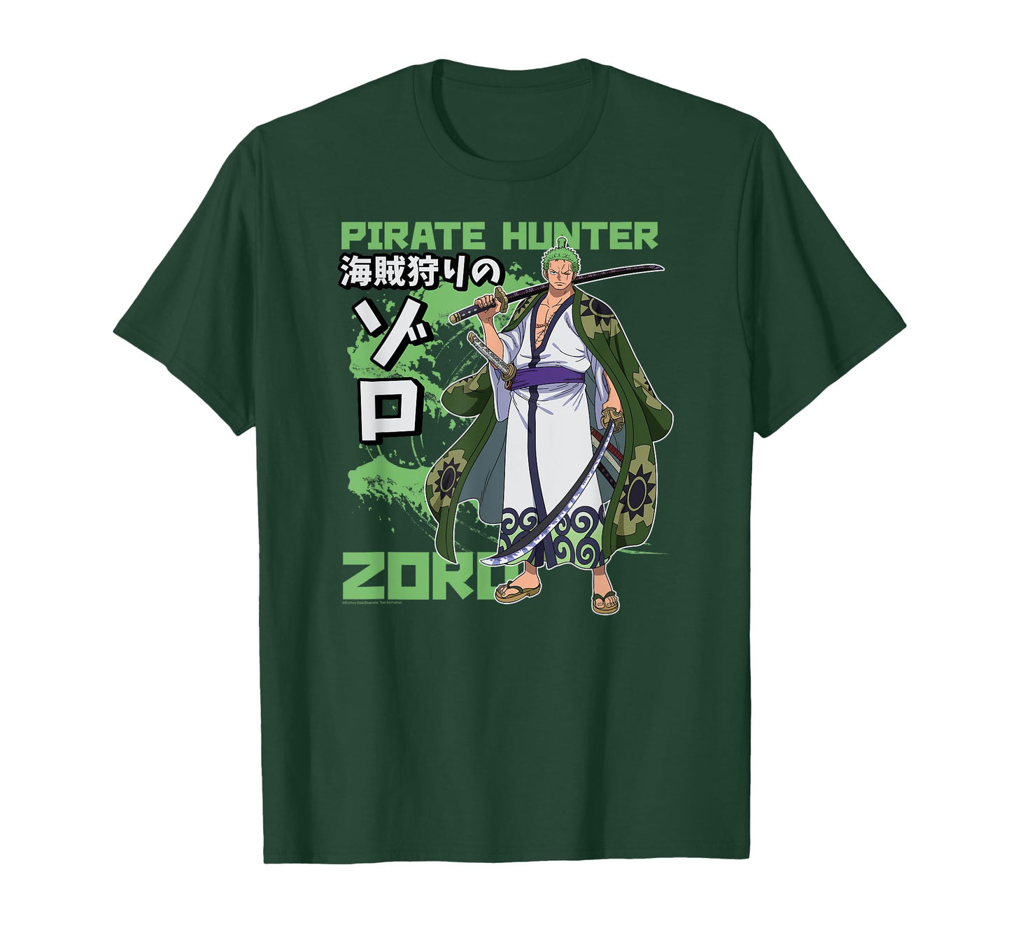 One Piece Anime Pirate Hunter Zoro Wano Costume Kanji T-Shirt