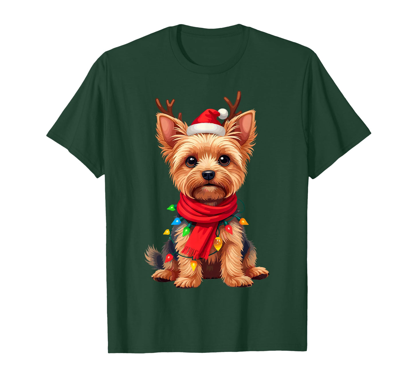 Yorkshire Terrier Santa Reindeer Christmas Yorkie Dog Lover T-Shirt