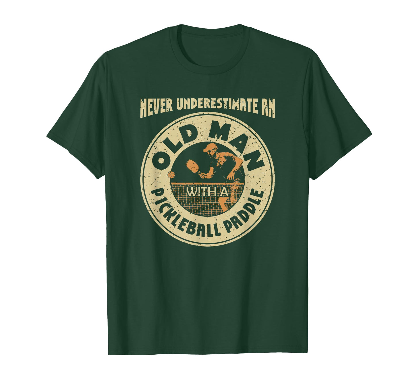 Never Underestimate Old Man with A Pickleball Paddle Retro T-Shirt