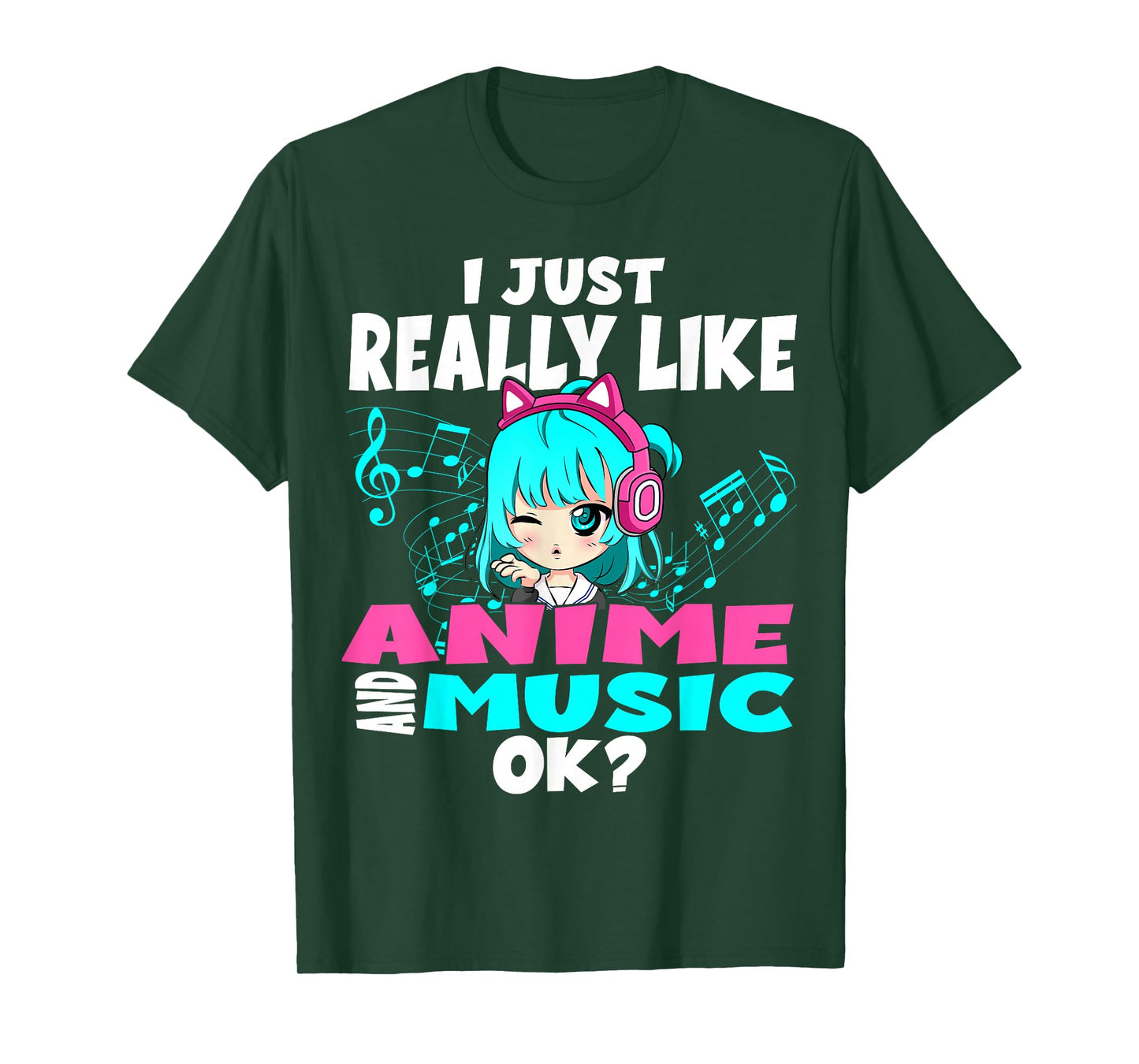 Anime and Music Kawaii Chibi Graphic Teen Anime Girl T-Shirt