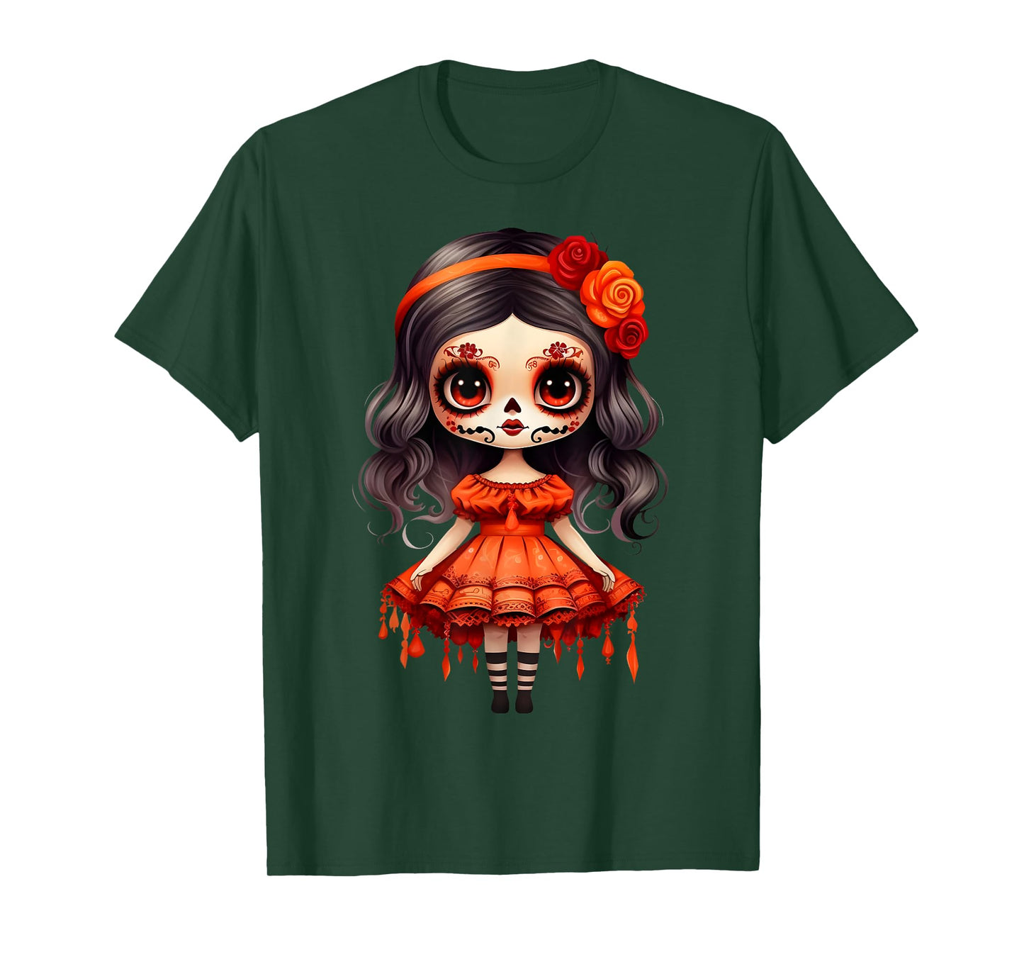 Dia De Los Muertos La Catrina Cute Skeleton Mexican Girl Kid T-Shirt