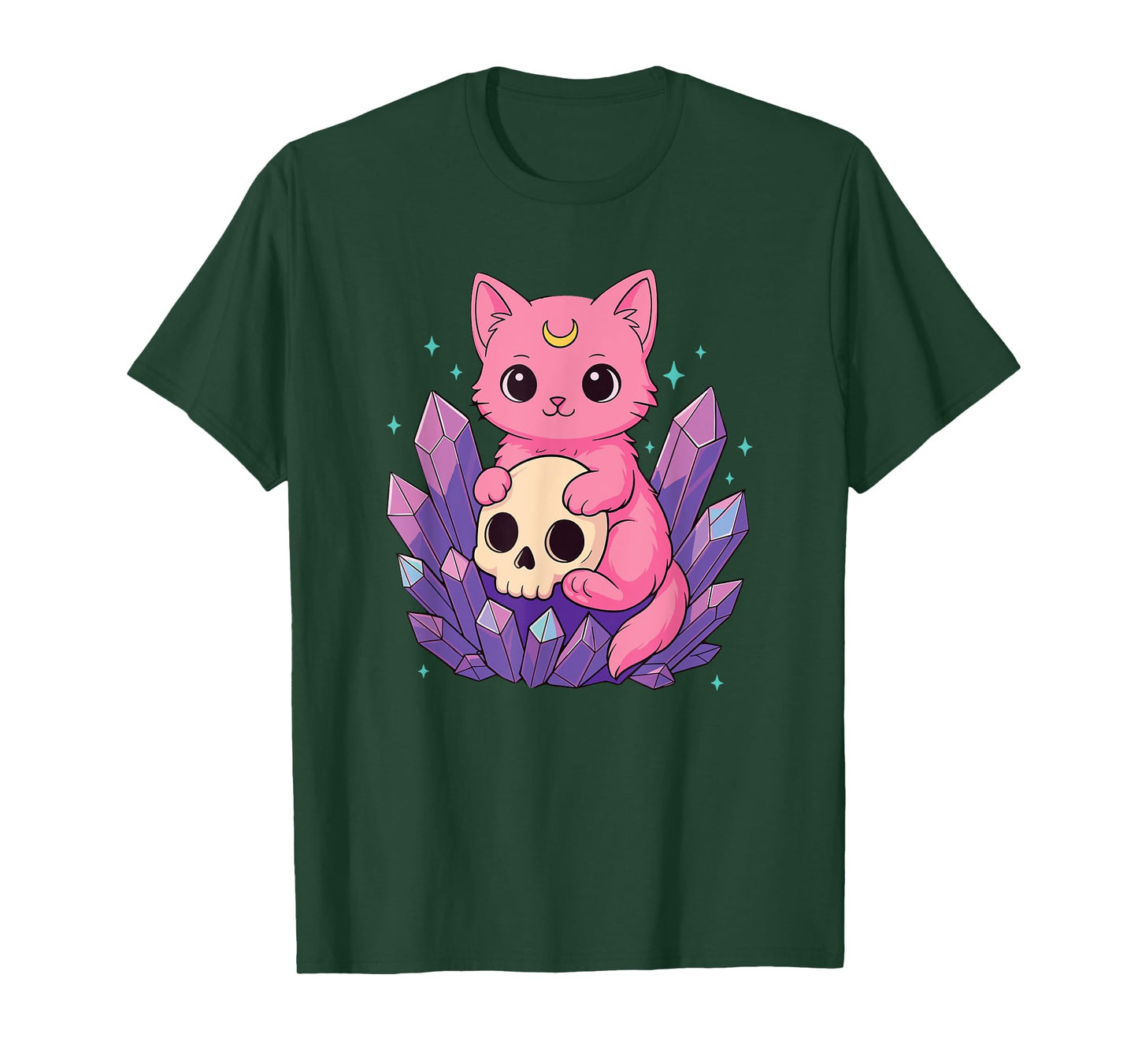 Kawaii Pastel Goth Cute Creepy Cat Bat Skeleton T-Shirt for Men Women Kids