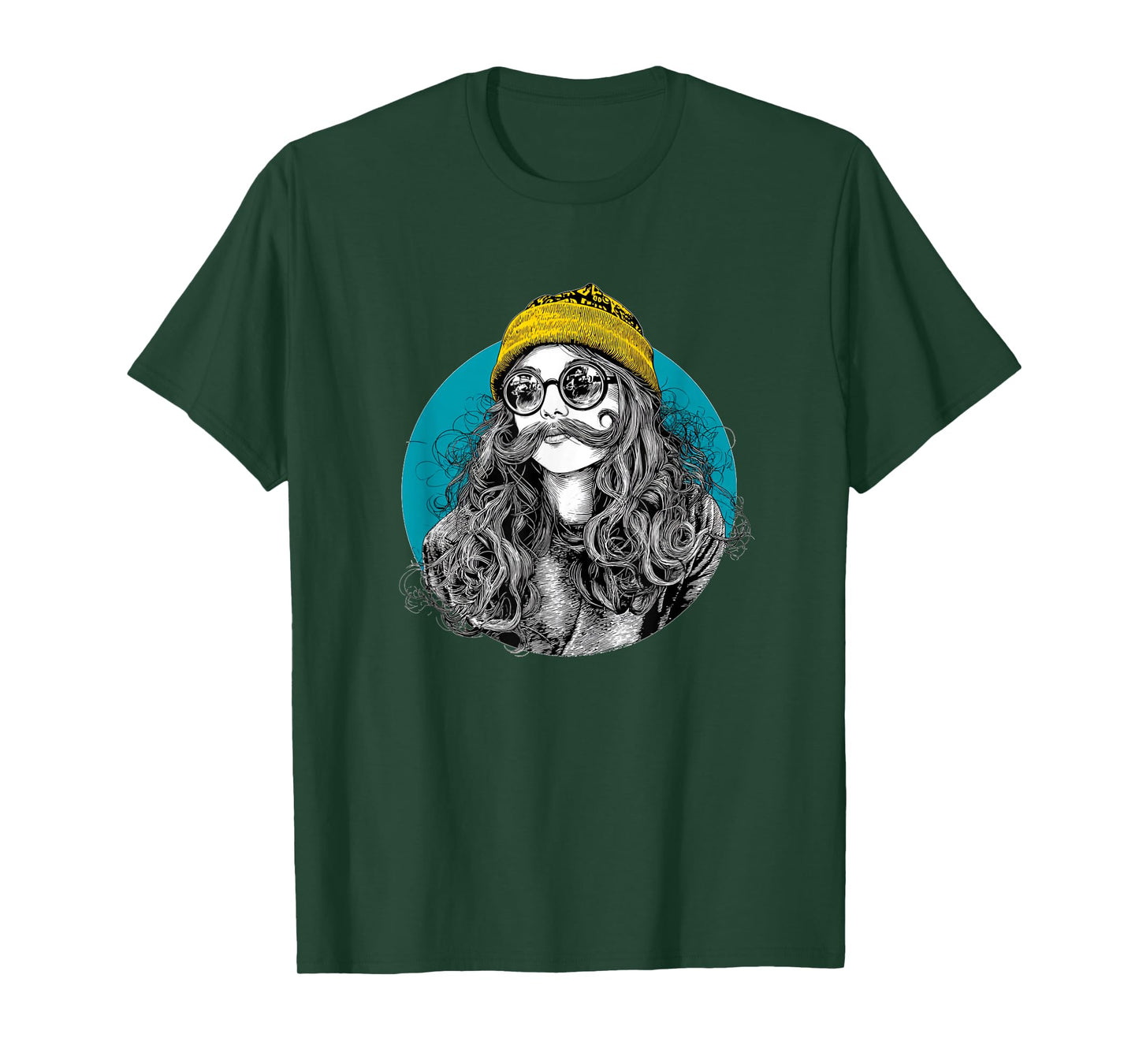 Funny Mustache Girl Logo T-Shirt