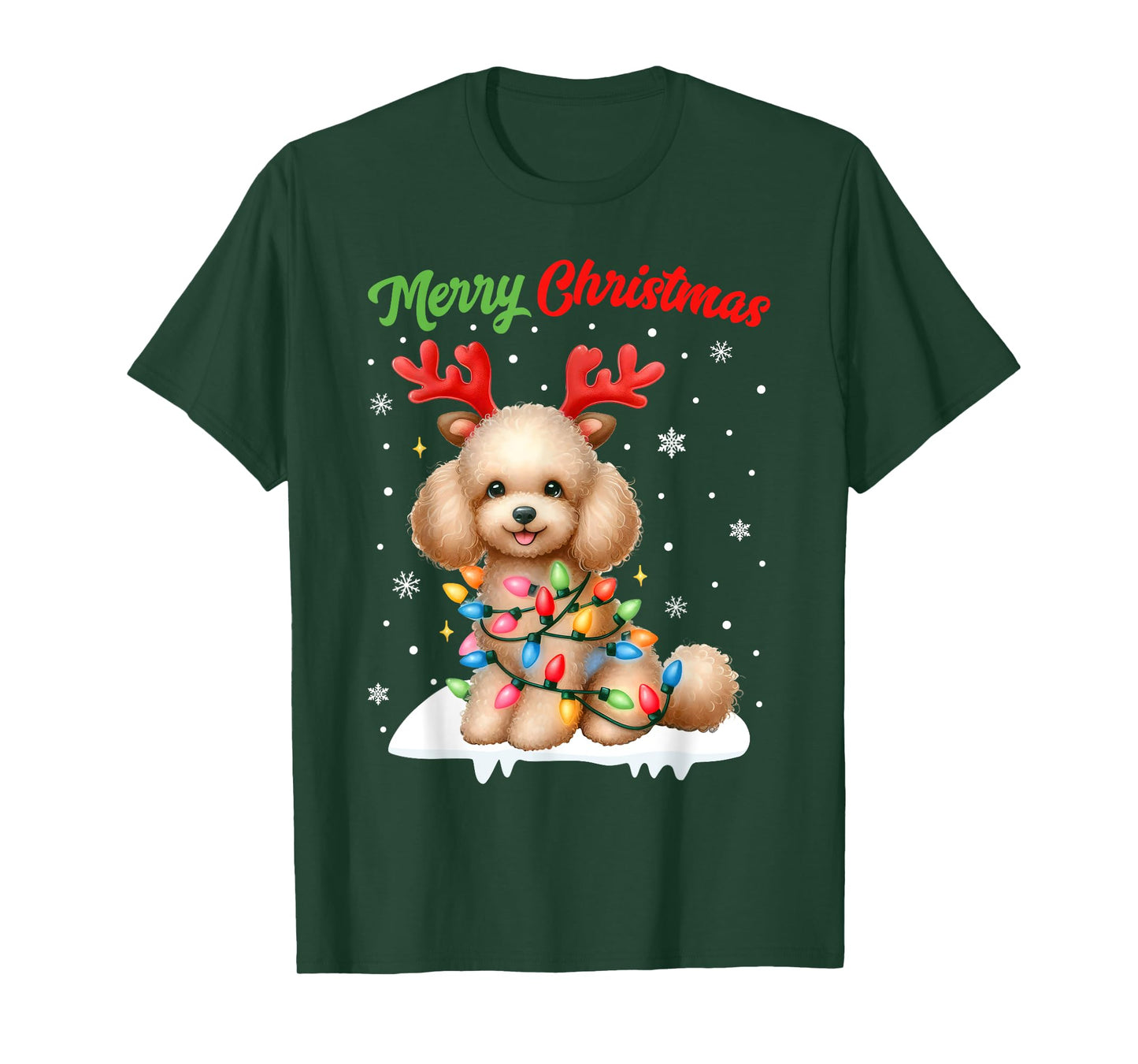 Christmas Pajamas Men Women Kids Christmas Poodle Dog T-Shirt