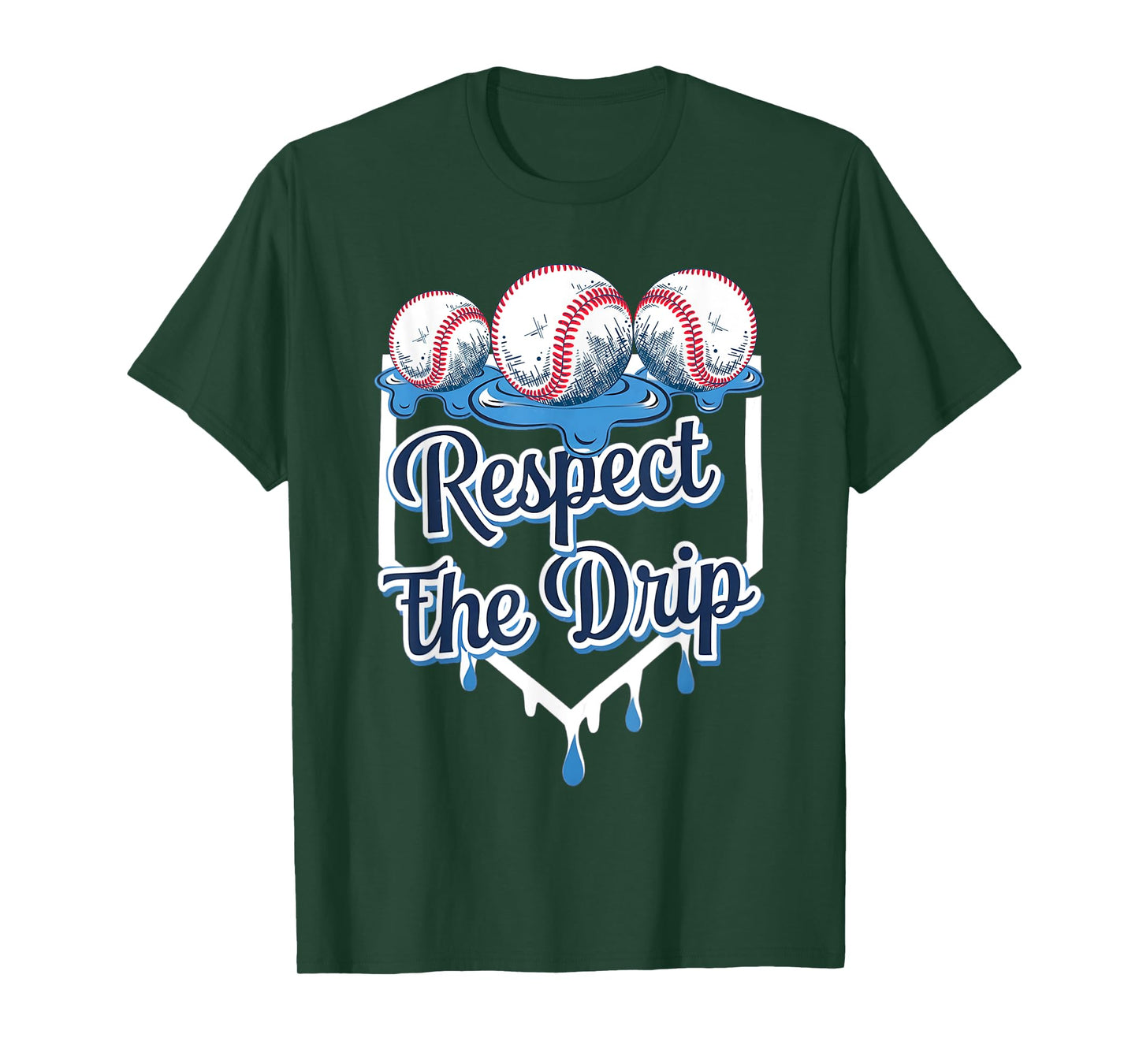 Respect The Drip Baseball Home Plate Ice Cream Dripping Boys T-Shirt