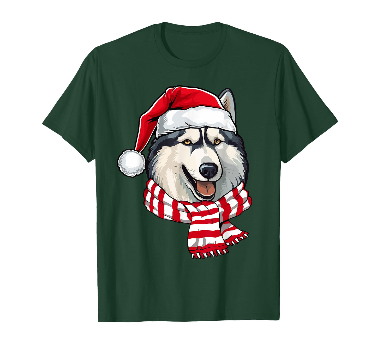 Santa Siberian Husky Christmas Dog Lover Men Women Kids T-Shirt