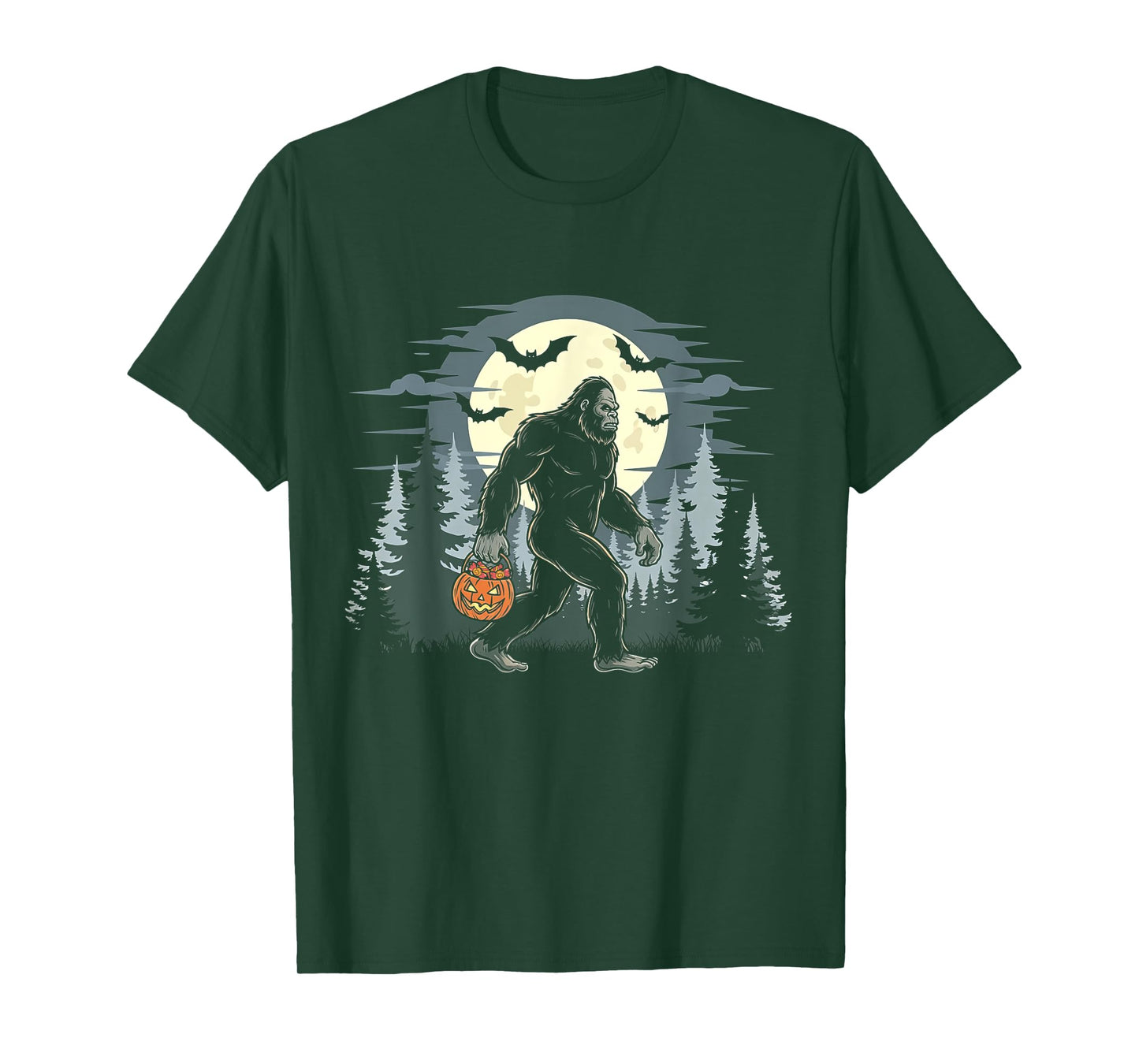 Halloween Bigfoot Sasquatch In The Forest Jack-O-Lantern Men T-Shirt