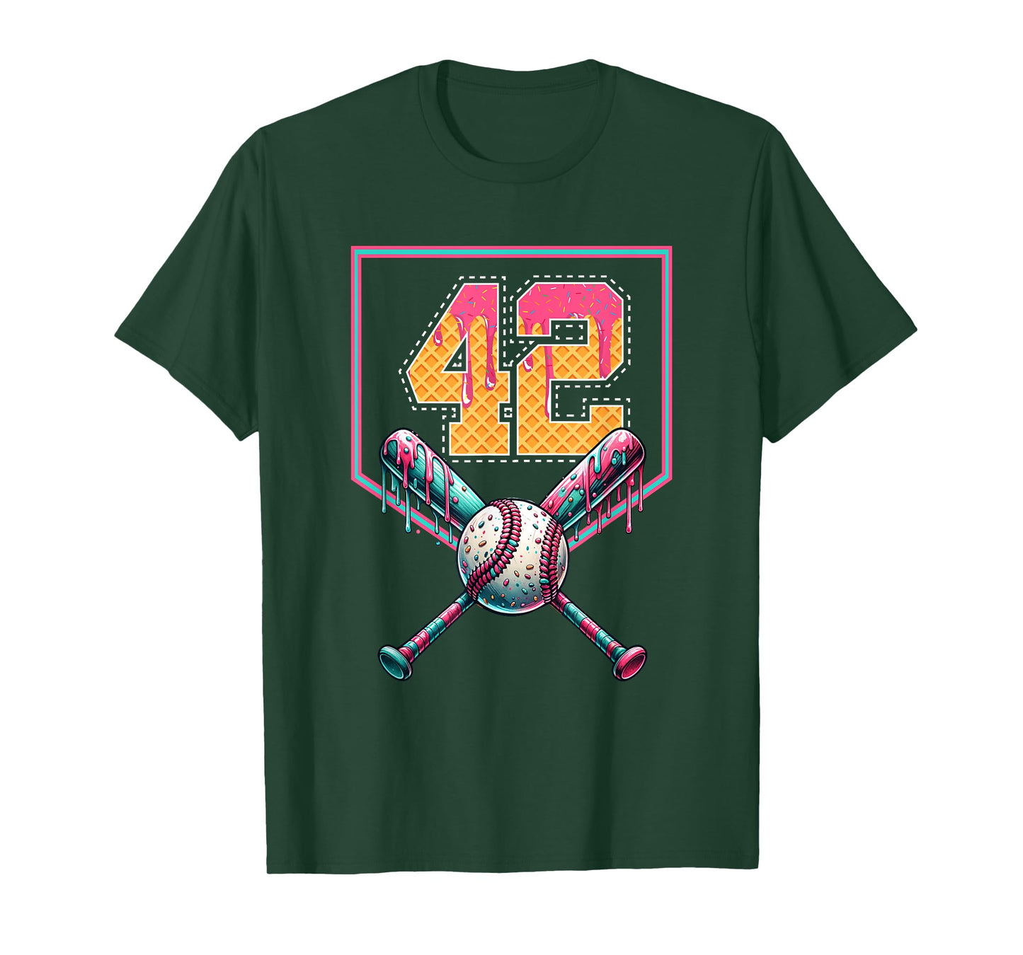 Baseball Drip Number 42 Player Or 42nd Birthday T-Shirt