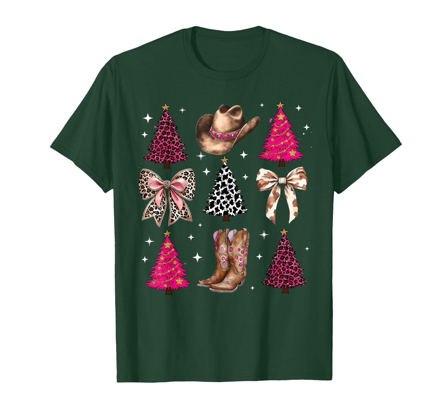 Howdy Christmas Cowboy Cowgirl Squad Coquette Bow Girl Women T-Shirt