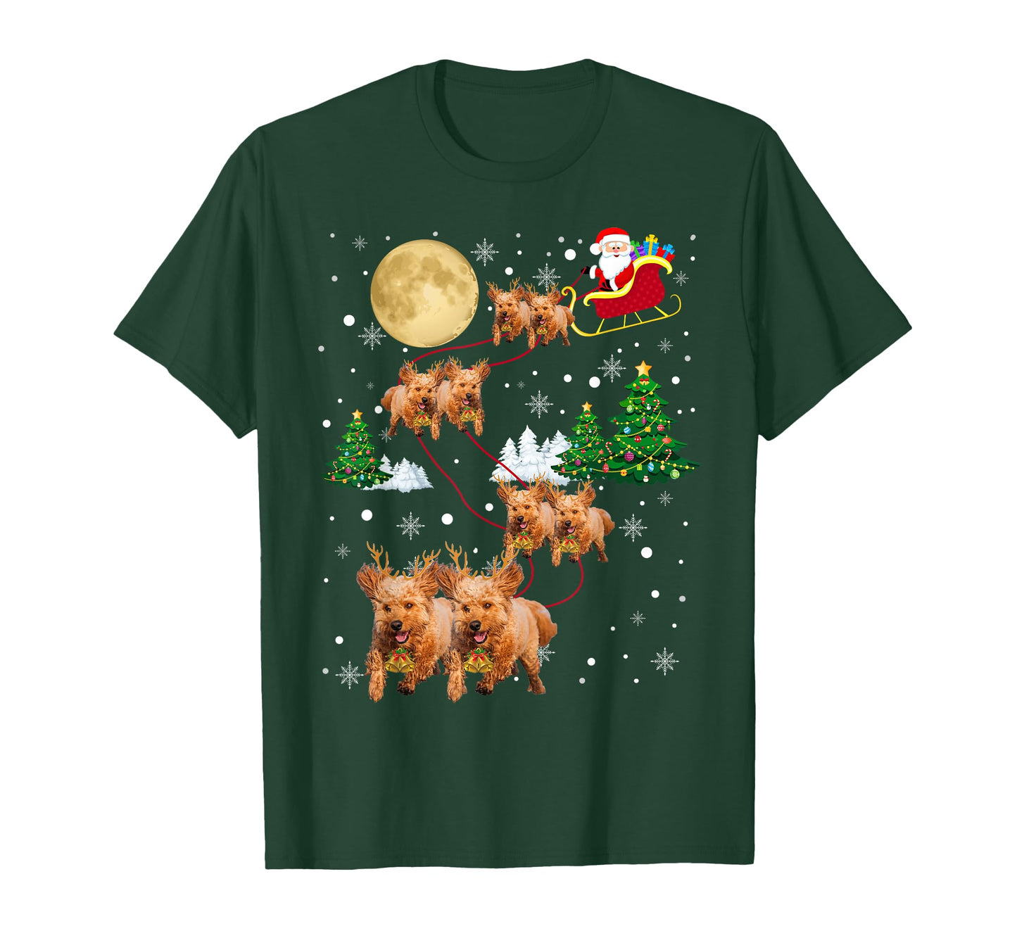 Goldendoodle Dog Tree Christmas Sweater Xmas Pet Dogs Gifts T-Shirt for Men Women Kids