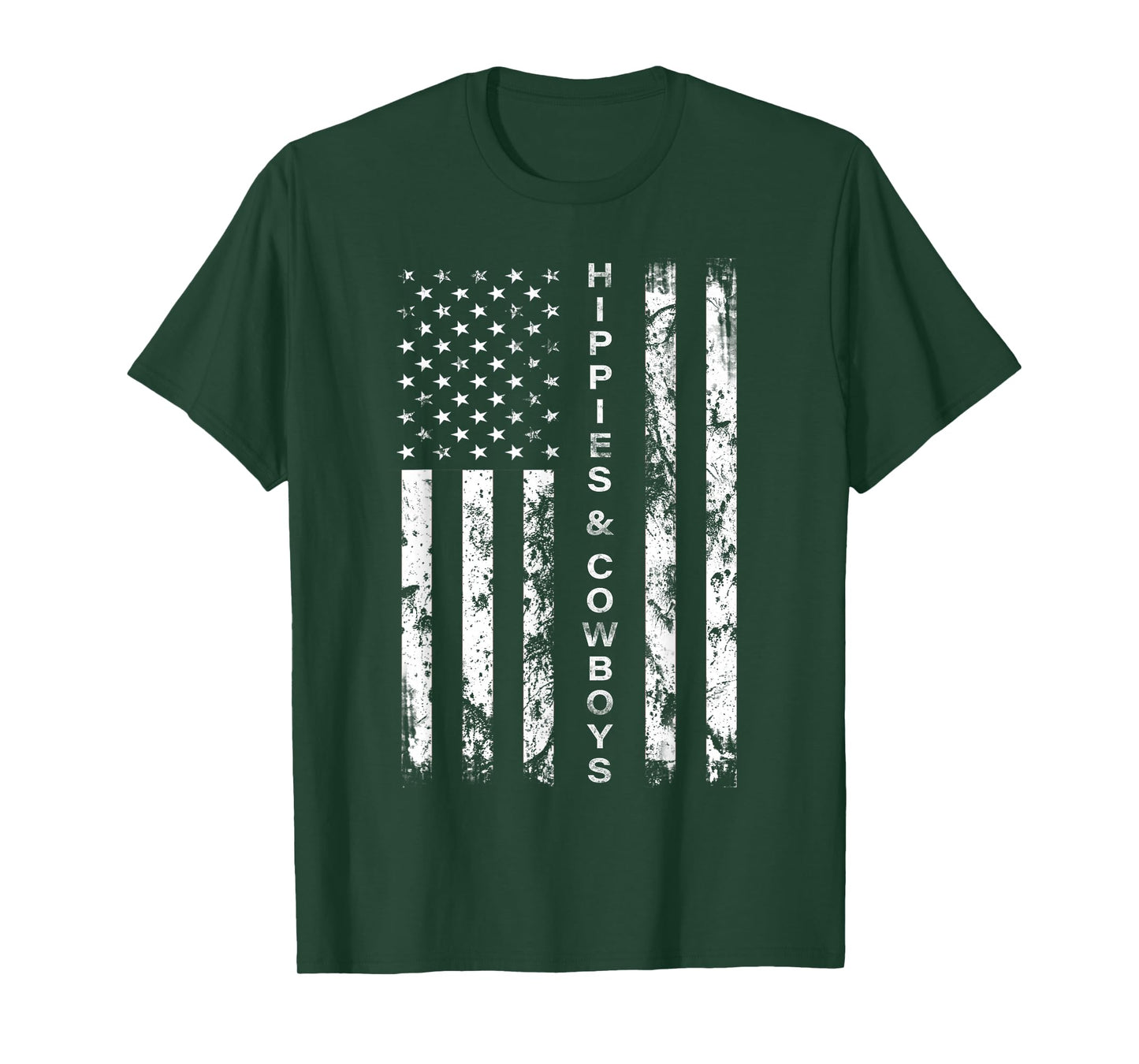 Raisin Hell With The Hippies And Cowboys - American Flag T-Shirt