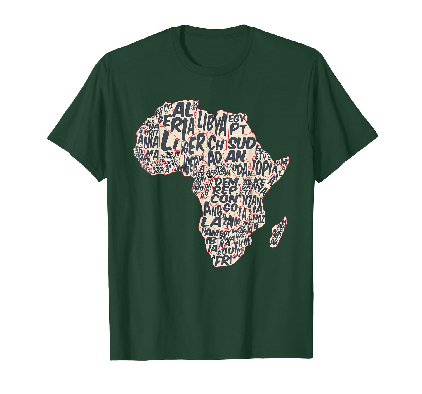 African countries Map in Typography, country names of Africa T-Shirt