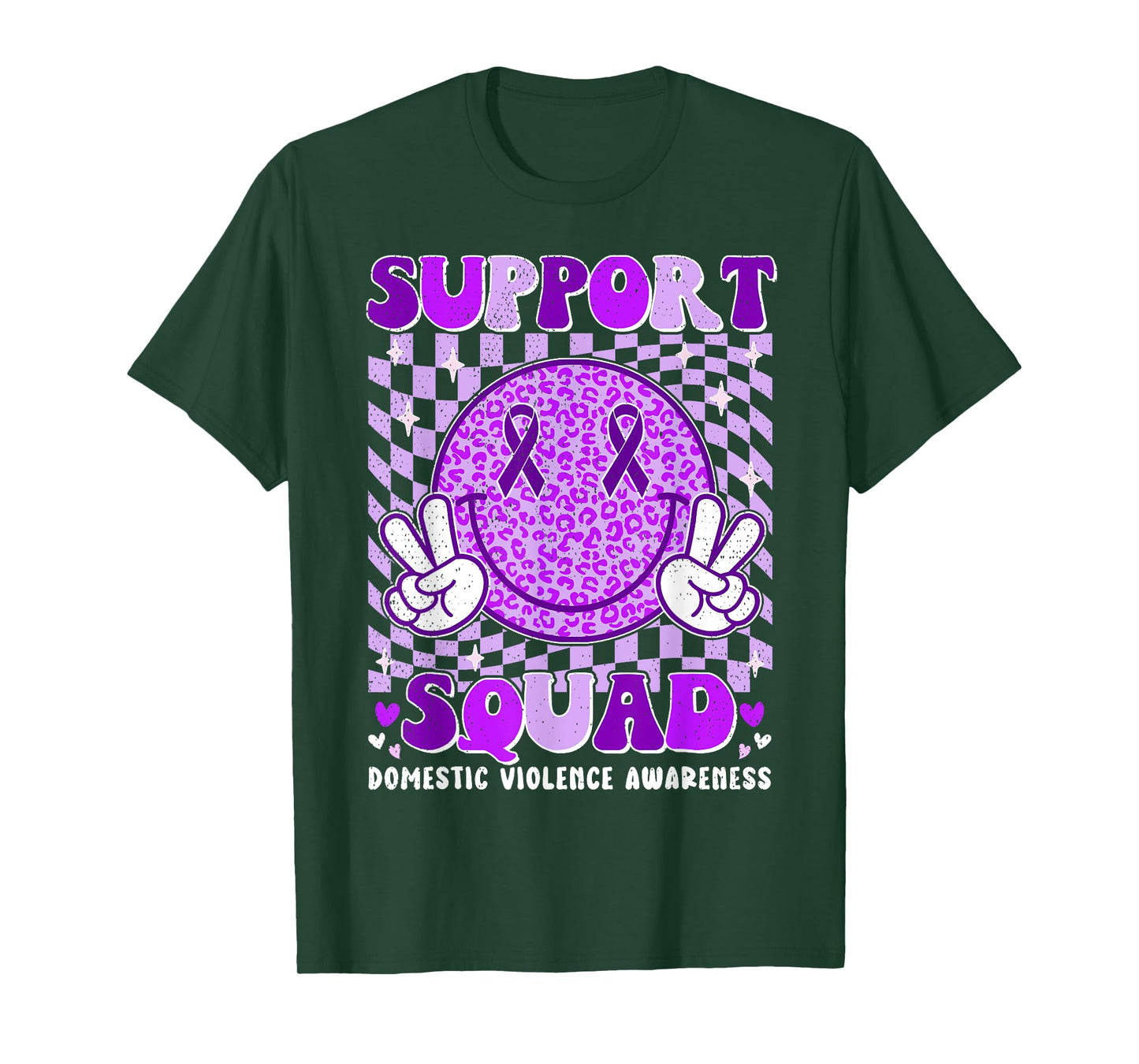 Groovy Domestic Violence Awareness Men Women Support Squad T-Shirt