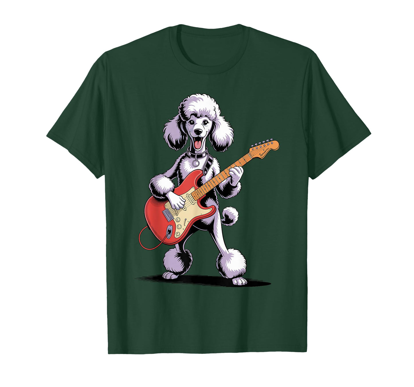 Funny Poodle Dog Playing Guitar Cool Dog Music Rock Lover T-Shirt