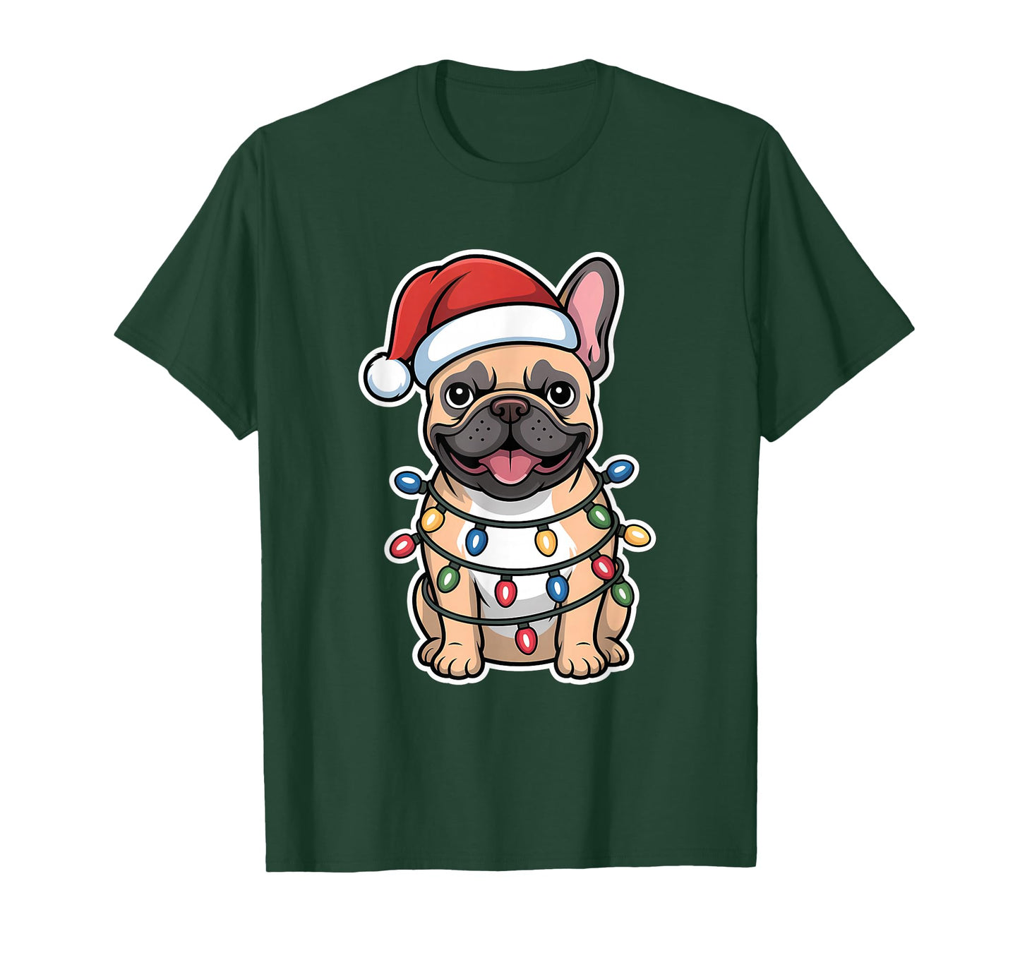French Bulldog Wrapped in Christmas Lights T-Shirt