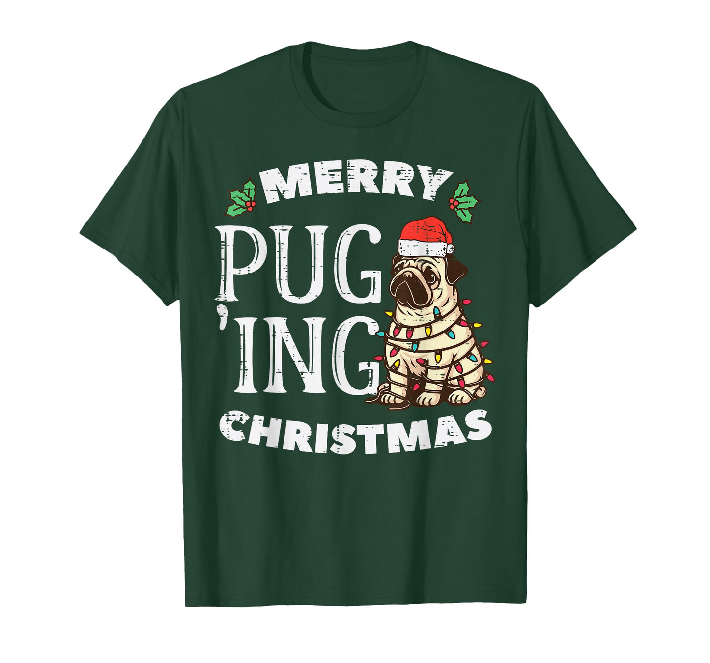 Merry Pug Ing Christmas Dog Cute Puging Xmas Men Women Kids T-Shirt