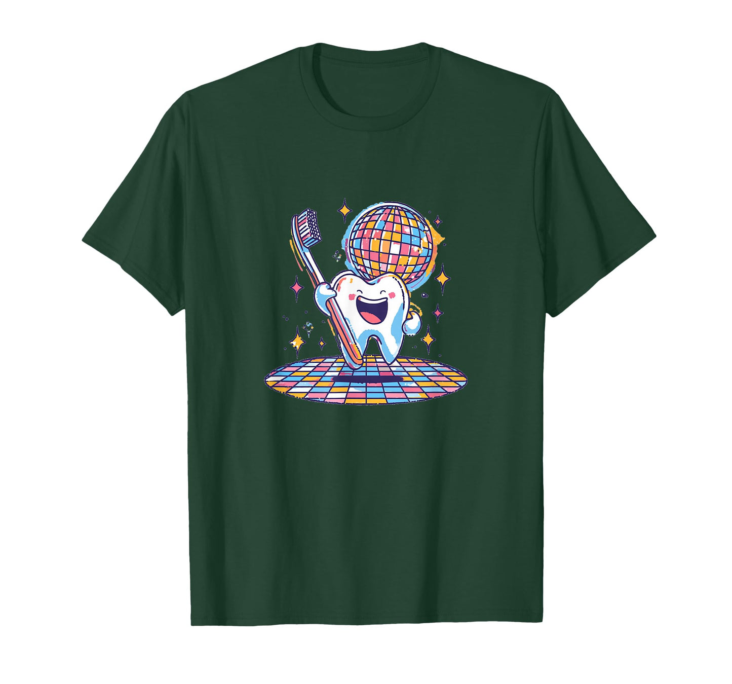 Colorful Tooth with Toothbrush for a Funny Look T-Shirt