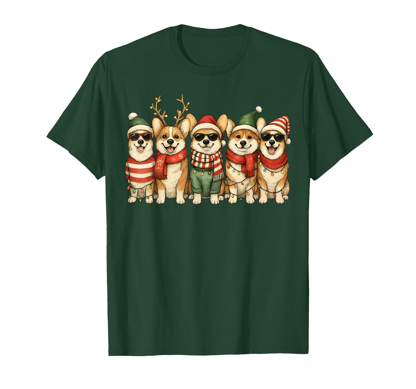 Corgi Santa Christmas Tree Corgmas Dog Family Matching T-Shirt