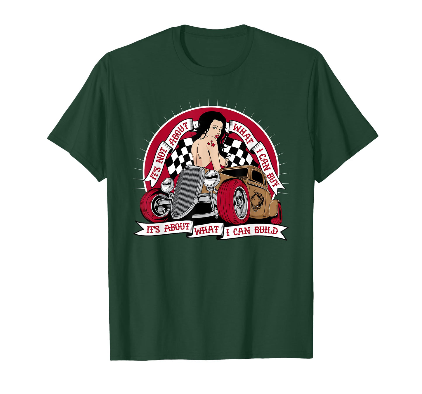 Hot Rod T Shirt Retro 50s Rockabilly Rock N Roll Pin up Girl T-Shirt