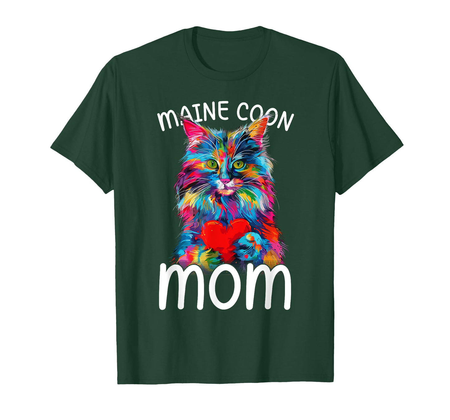 Maine Coon Cat Lovers Heart Design Womens Maine Coon Cat Mom T-Shirt