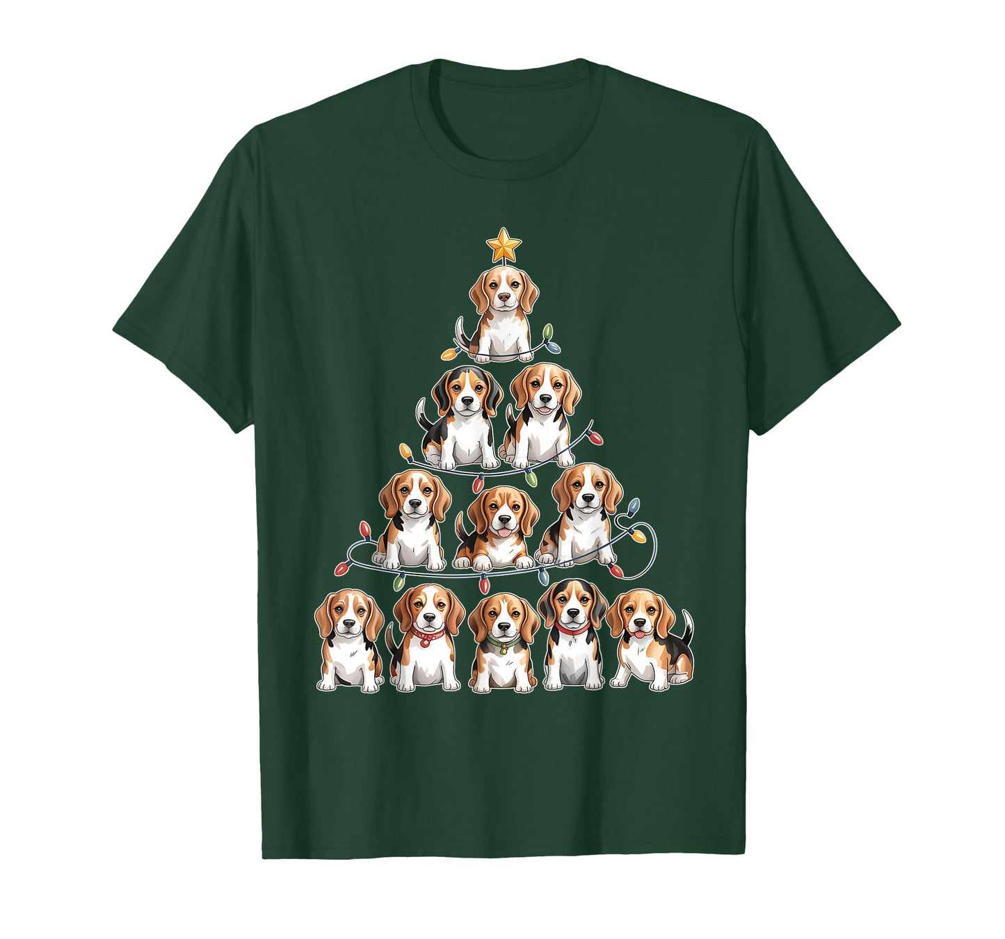 Funny Beagle Christmas Tree Dog Lovers Women Men Xmas T-Shirt