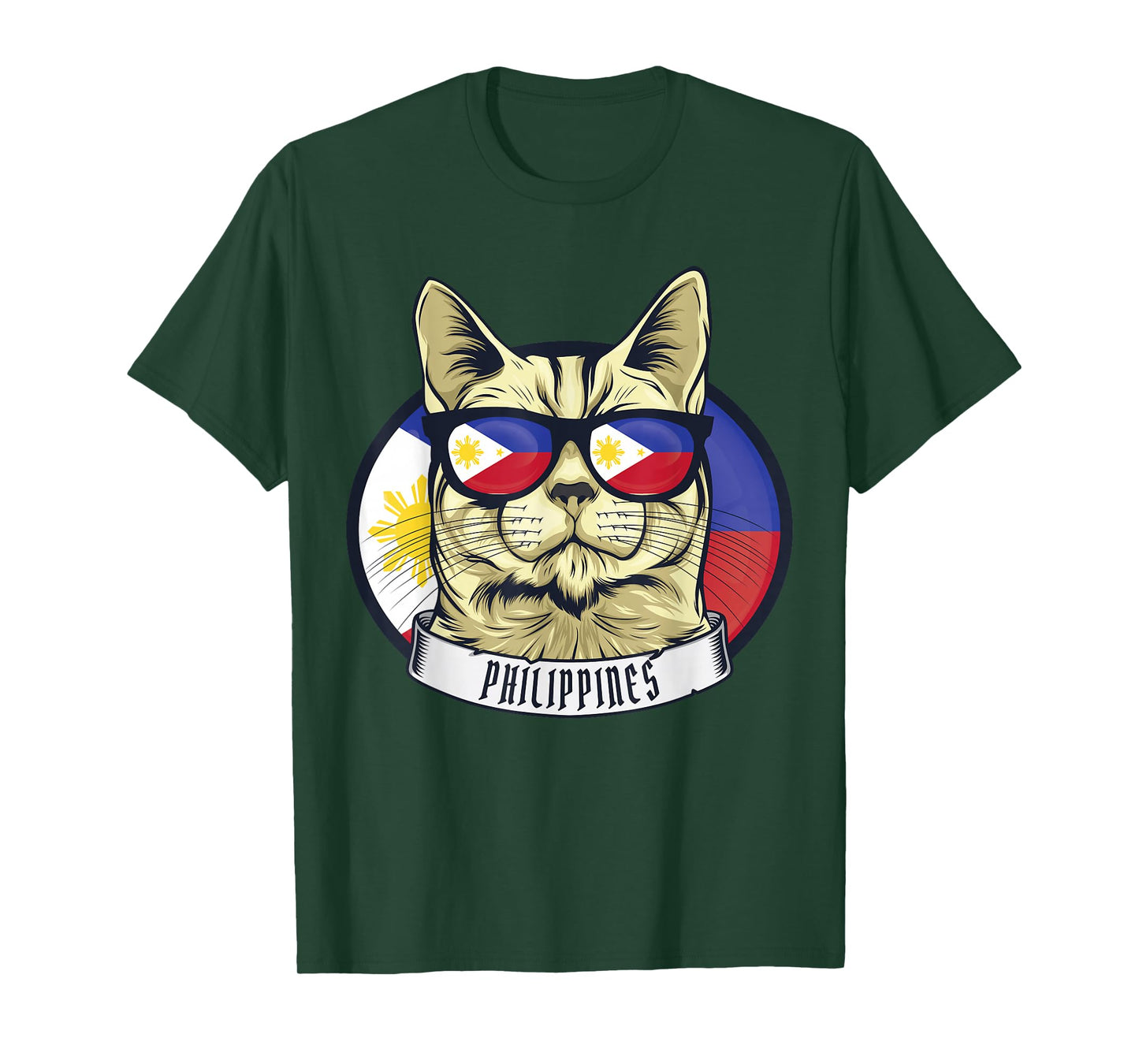 Filipino Patriotic Cat From Philippines Flag Pride Country T-Shirt