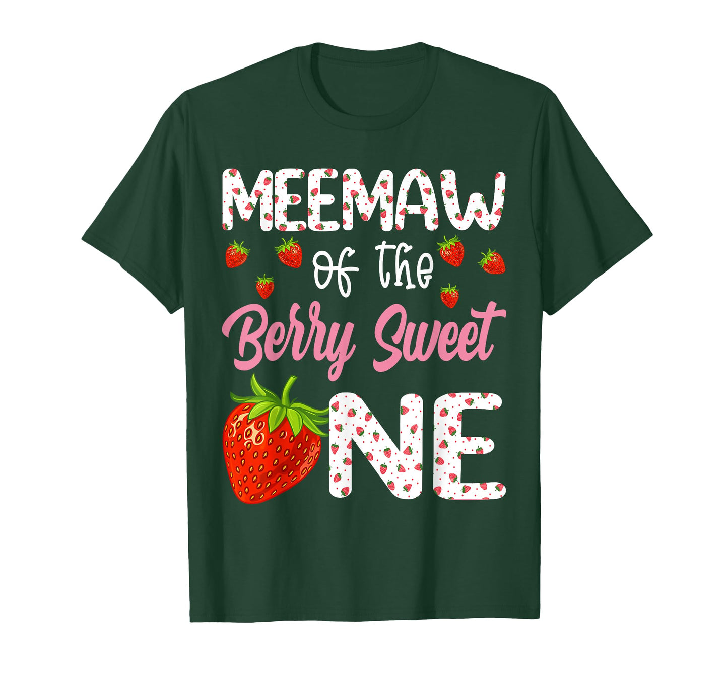 Meemaw Of The Berry Sweet One Strawberry First Birthday T-Shirt