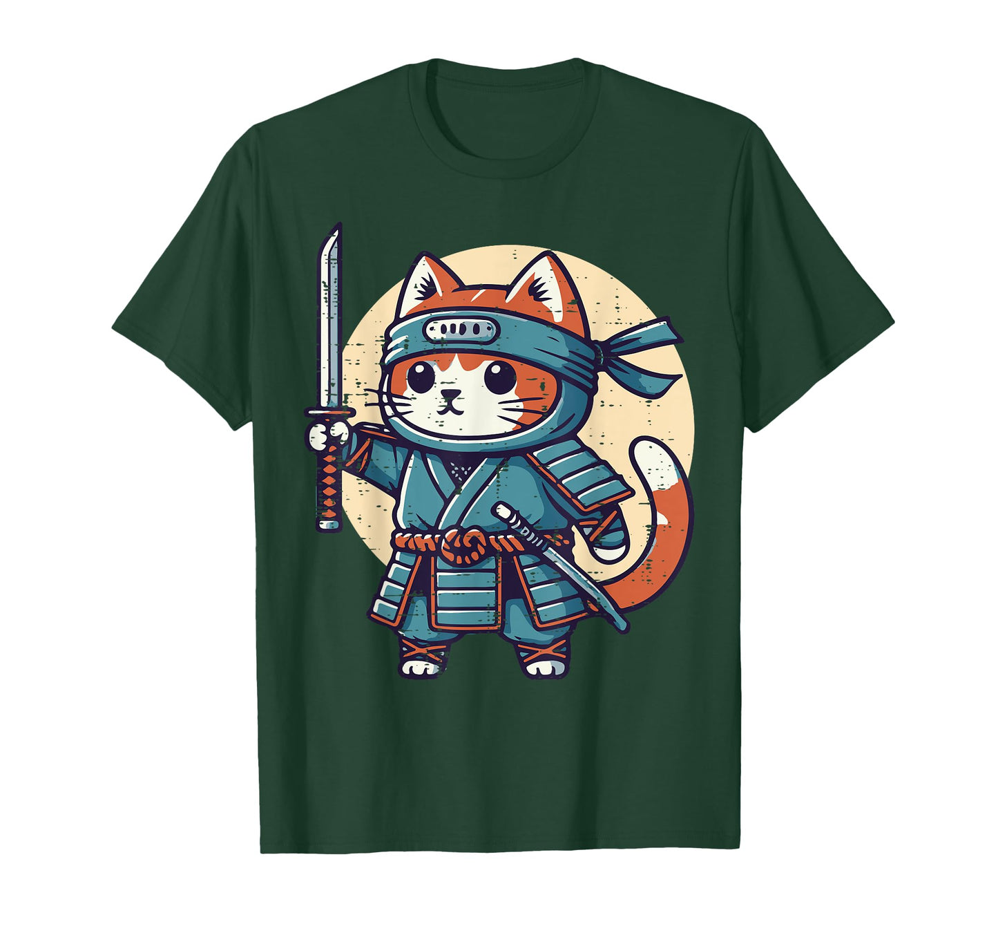 Japanese Cat Ninja Armor Cute Kitten Kitty Girls Kids Women T-Shirt