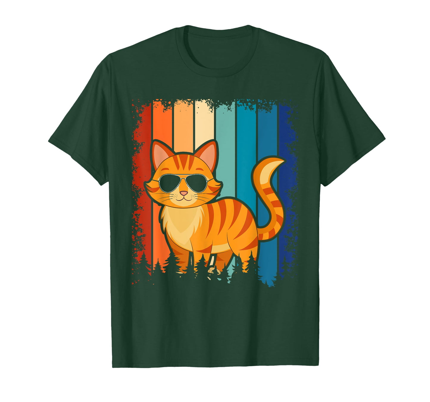 Vintage Style Orange Tabby Cat Friendly Wearing Sunglasses T-Shirt