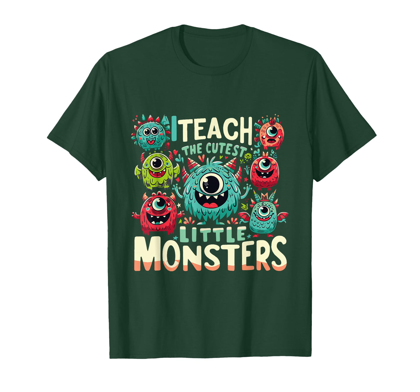 I Teach The Cutest Little Monsters Teacher Halloween Outfit T-Shirt for Men Women