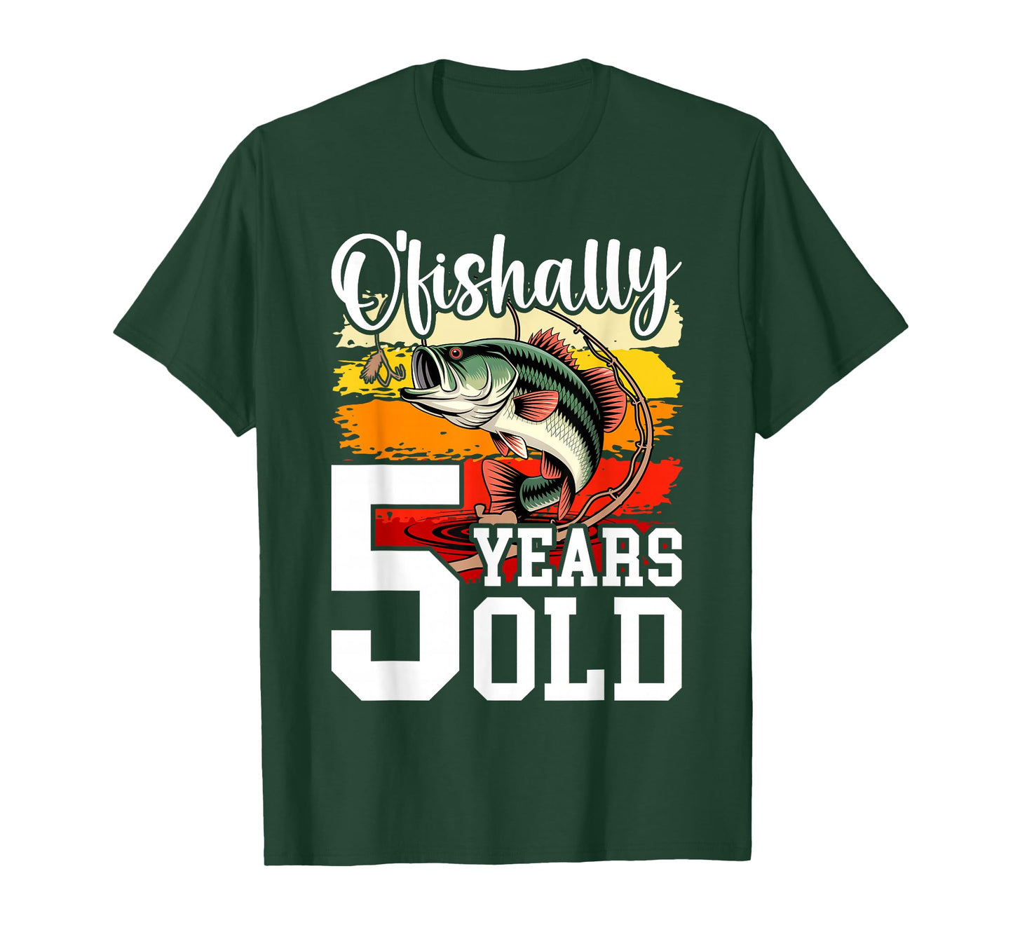 Ofishally 5 Years Old Fisherman 5th Birthday Fishing T-Shirt