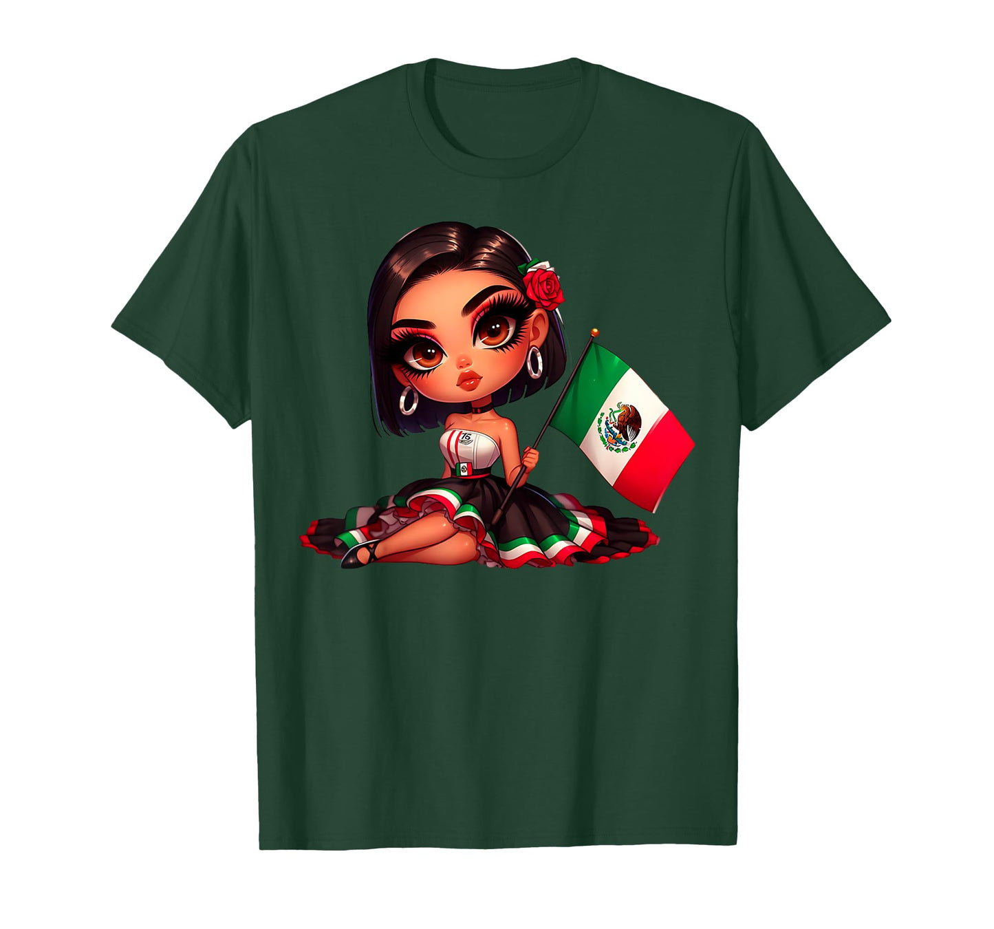 Woman's Chola Hispanic Girl Patriotic Mexican Roots Chicana T-Shirt